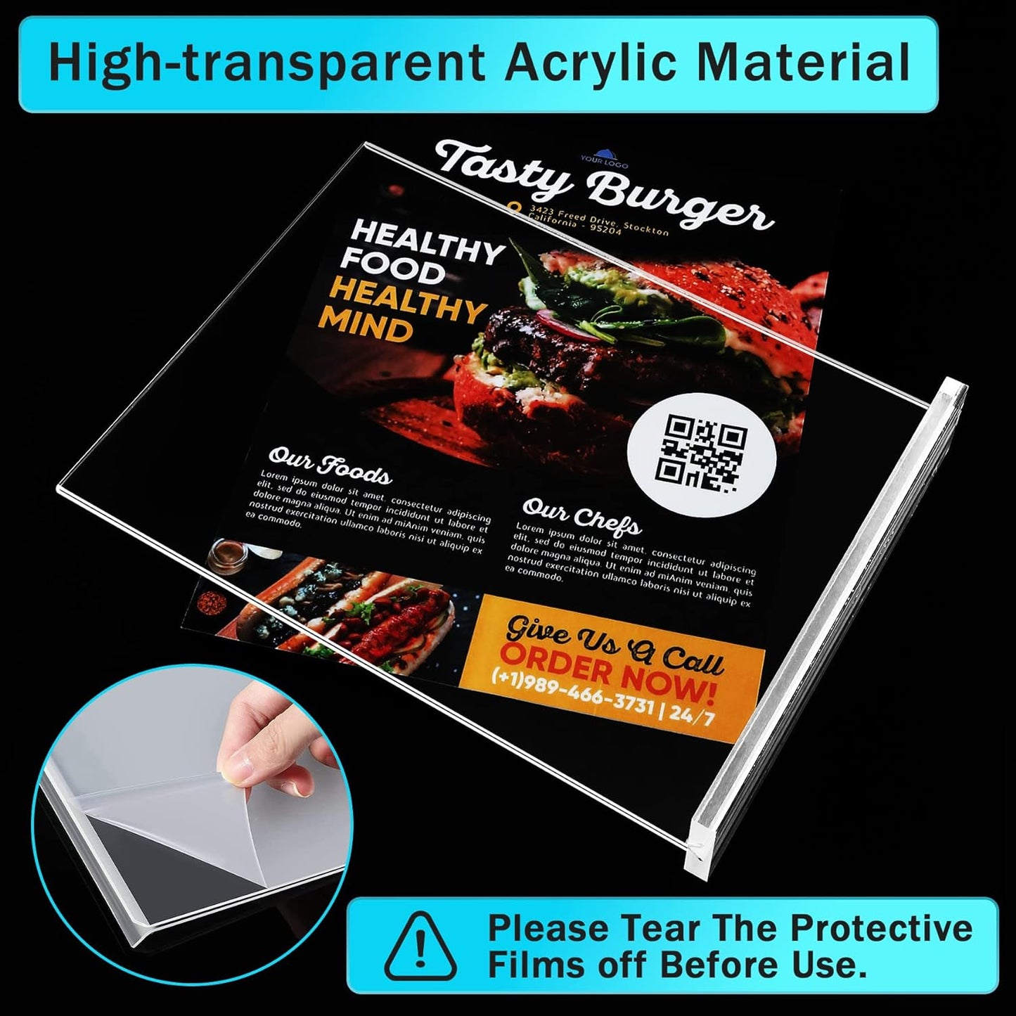 8 Pack Acrylic Sign Holder 8.5 x 11 Vertical, Clear T Shape Table Menu Display Stand, Multi-function Plastic Double-Sided Paper Picture Frames Flyer Document Holder for Displaying