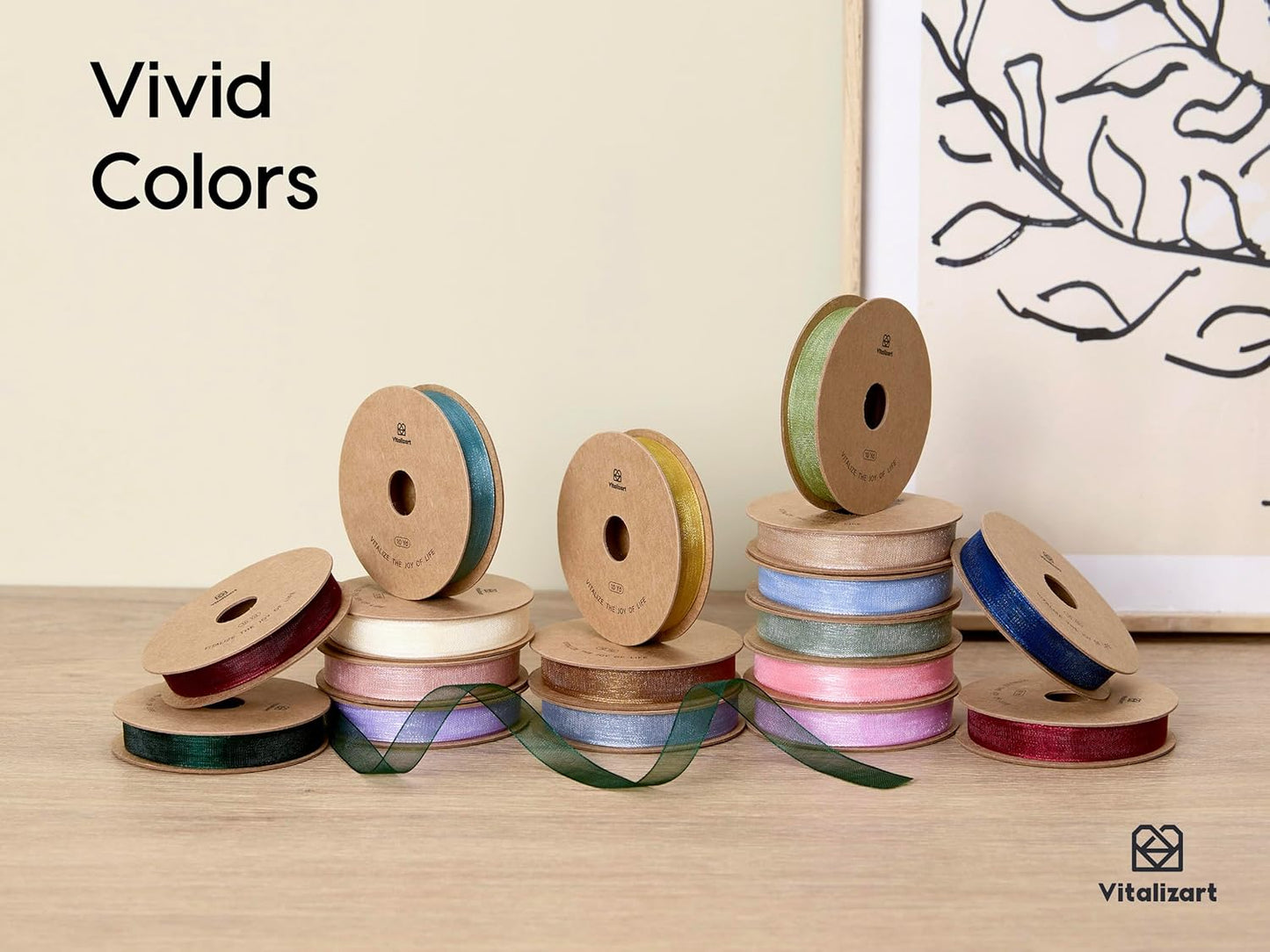 Vitalizart 3/8" x 30Yd Organza Ribbon Cream White Sheer Ribbons Set 10 Yd x 3 Rolls Ivory Handmade Eco-Friendly for Gift Wrapping Christmas Tree Crafts Bows Wedding Invitations Wreaths