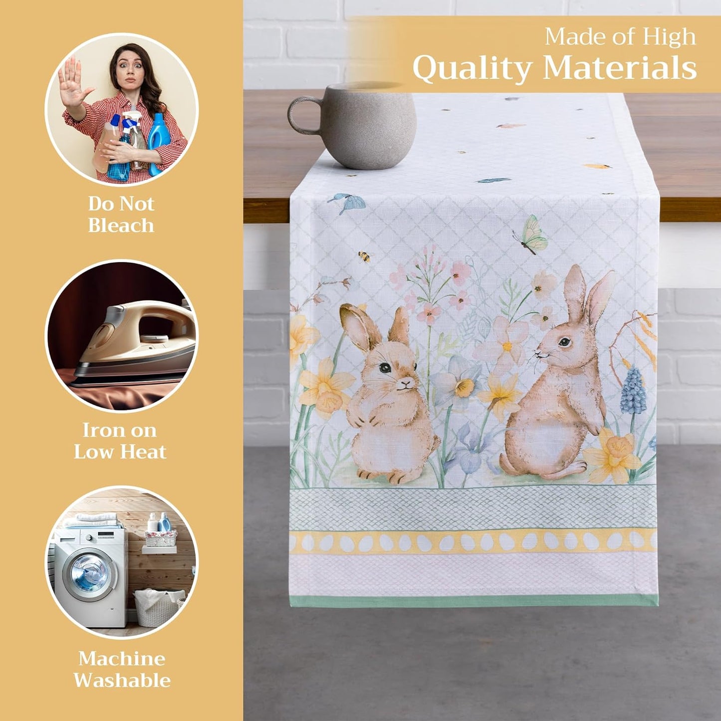 Maison d' Hermine Table Runner 100% Cotton Single Layer Table Runners 108 inches Long Decorative for Home Kitchen Dining Party Wedding Bridal Shower Spring Summer (Easter Dew , 14.50" x 108")