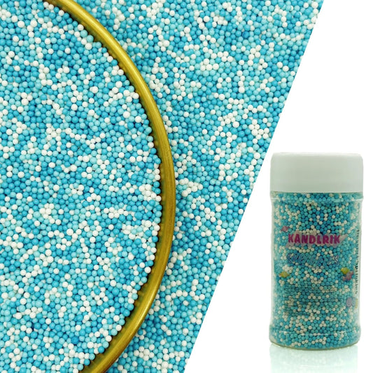 Edible Blue Series & White Sprinkles Candy 2mm Mini Pearls Cake Decorations Cupcake Toppers Cookie Decorating Perfect for Wedding Party Valentine Halloween Christmas Supplies 3OZ