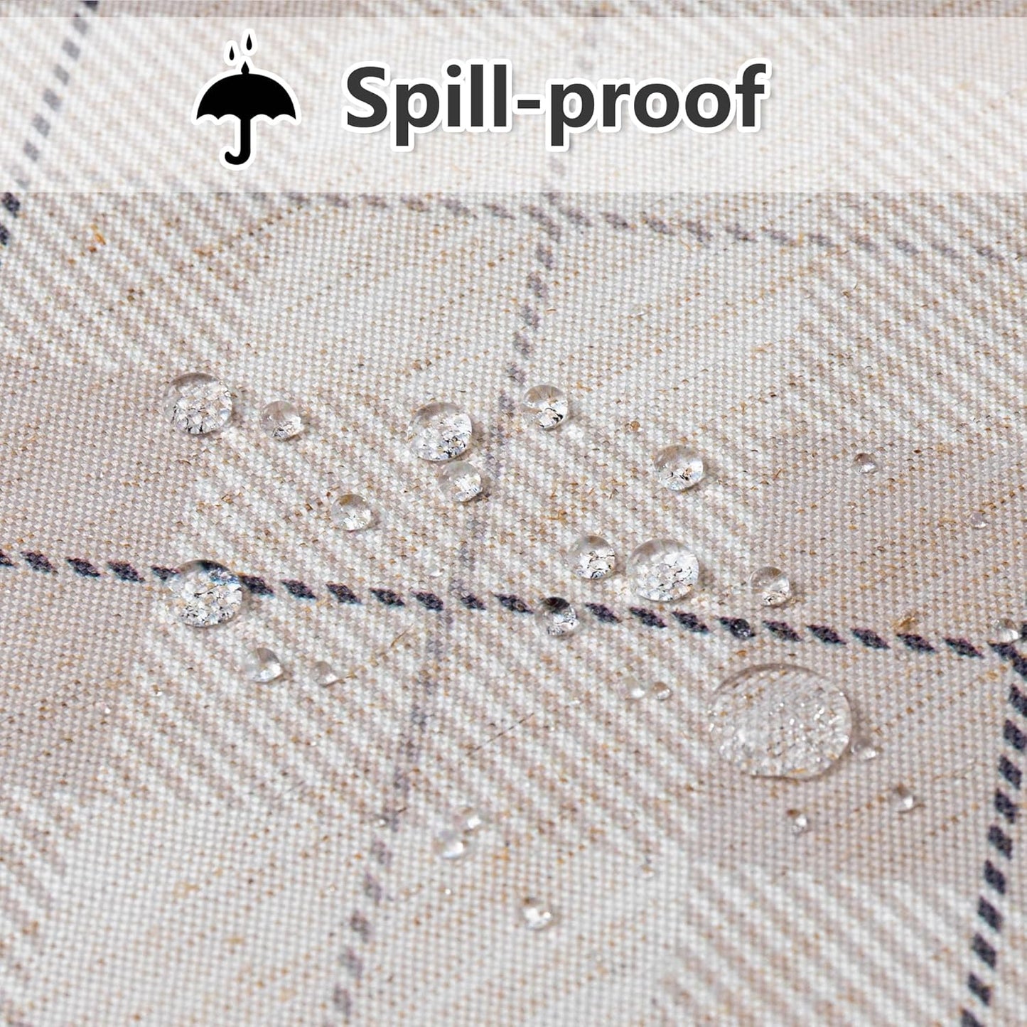 MYSKY HOME Table Cloth 60x84 inch Rectangle, Heavy Duty Linen Look Waterproof, French Country Black Plaid for Kitchen Dining, Party