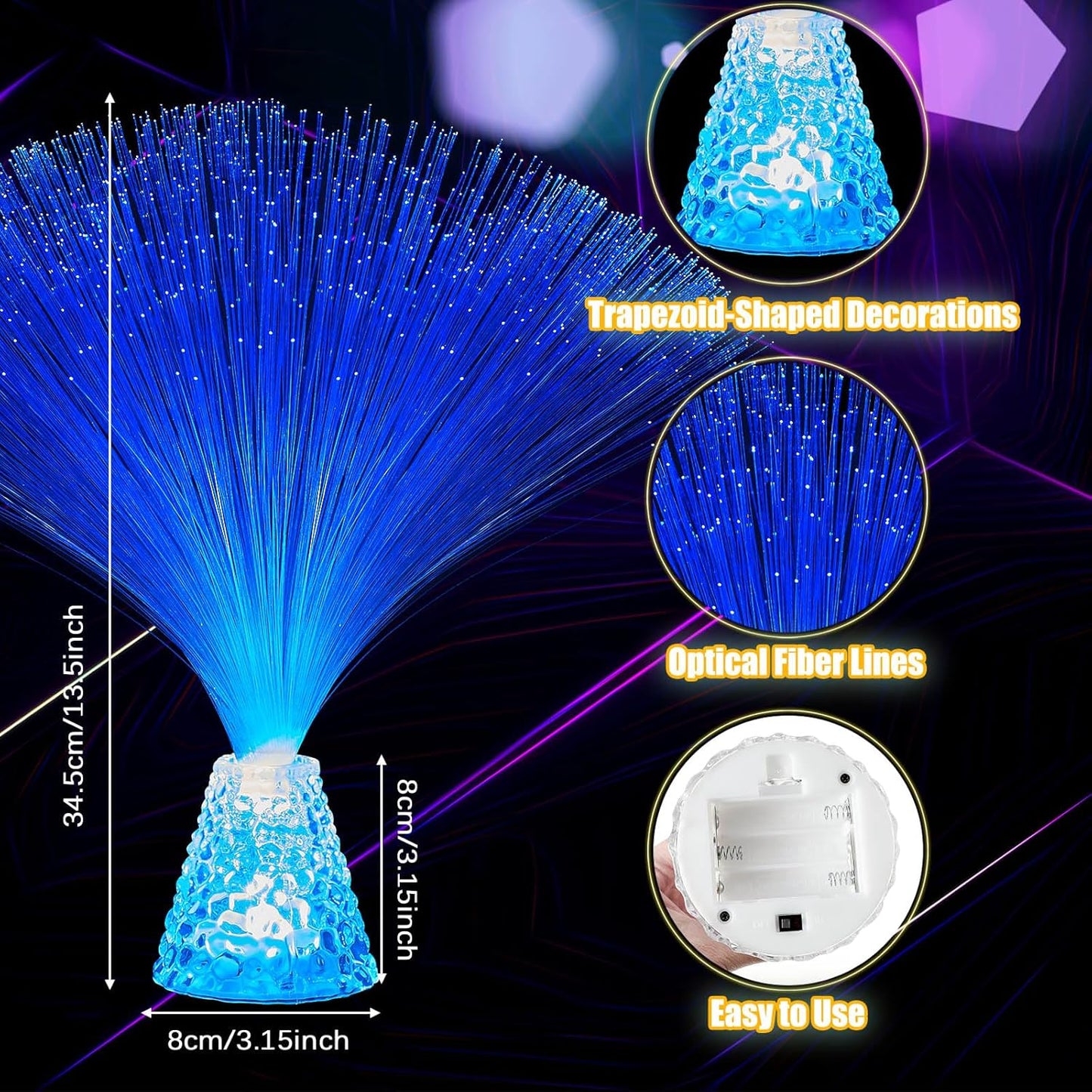 Patelai 10 Pcs LED Fiber Optic Lamp Color Changing Fiber Optic Night Light with Multicolor Glow Decorative Table Centerpiece for Sensory Bedroom Halloween Party Holiday Decorations (Crystal,Clear)