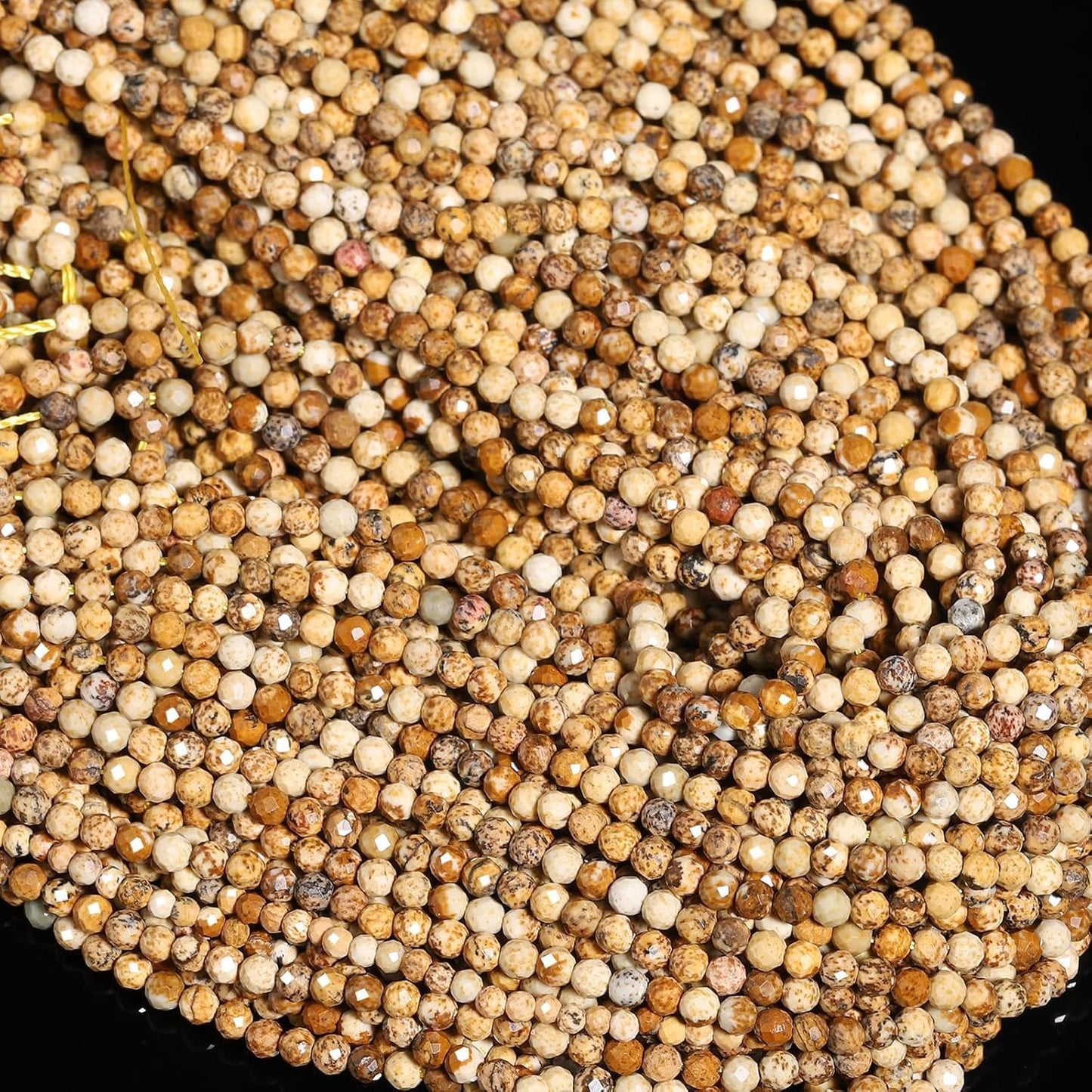 Song Xi 180pcs 2mm Natural Picture Gemstone Beads Faceted Round Loose Stone Beads for Jewelry Making