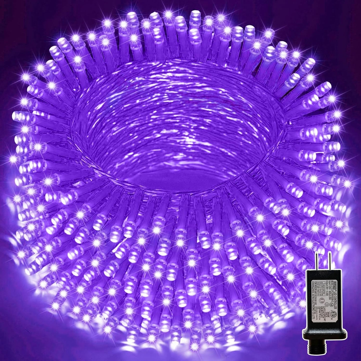LAMPHOME 66ft Halloween Decorative Mini Lights, 200 LED Transparent Wire Fairy Starry String Lights Plug in, 11 Lighting Modes, for Halloween Decoration Outdoor Xmas Tree Party Decoration (Purple)