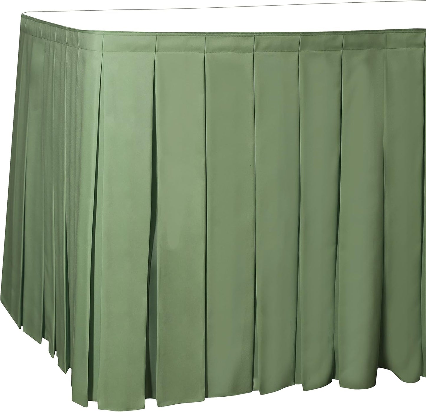 Ultimate Textile Pleat Polyester Fabric Table Skirt - Machine Washable Flame Resistant with Clips for Events, Weddings & Trade Shows, Cut & Sewn in Paterson, NJ - Sage, 7' Box Pleat