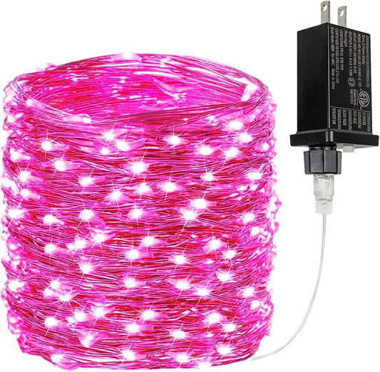 66Ft 200 LED Pink Fairy Lights Plug in, Waterproof String Lights Outdoor & Indoor 8 Modes with Timer Bedroom Decor, Christmas Light Bedroom Decor, Twinkle Light for Girl's Room Mom Mother's Day