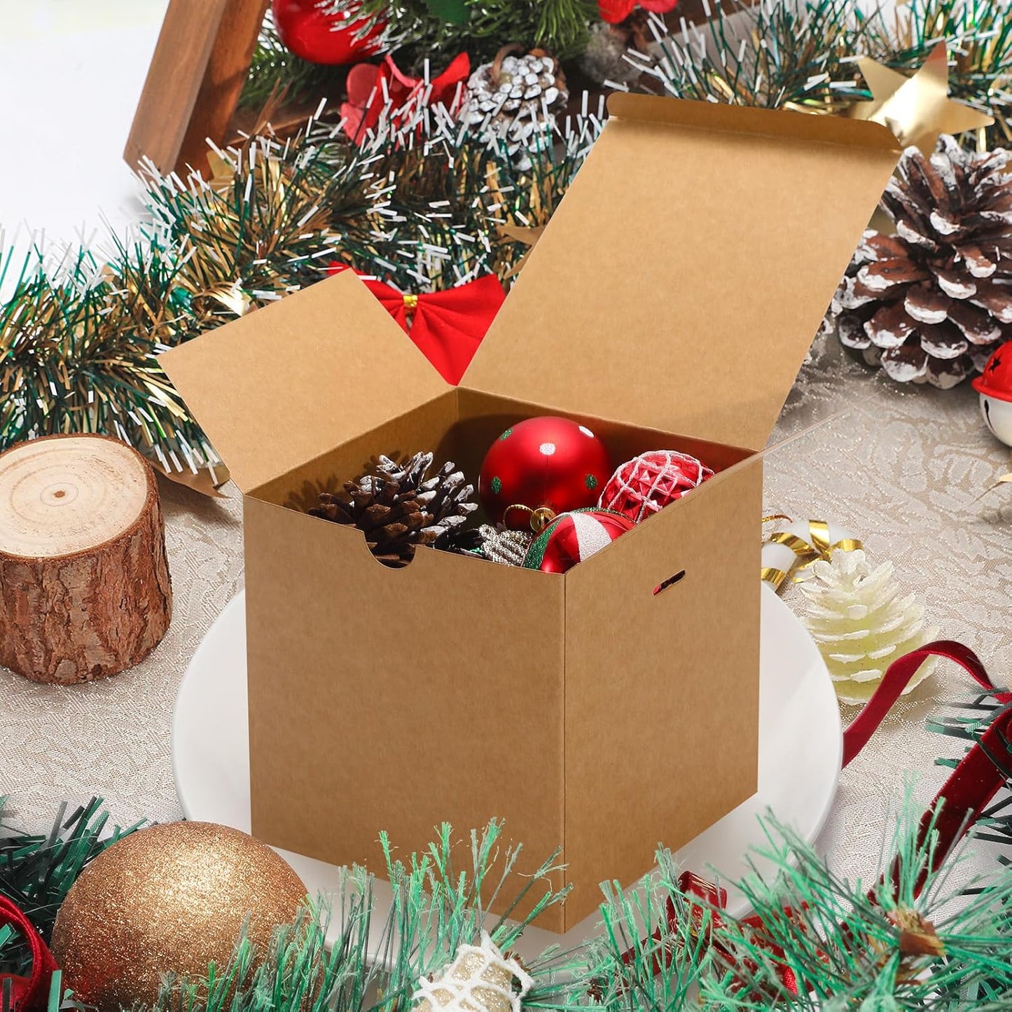 DOYIDE Small Gift Boxes, 20 Pack 5x5x5 Inch Brown Elegant Paper Boxes with Ribbons, Crafting, Christmas Gift Box Wedding Party Favor, Cupcake, Candy, Bridesmaids Proposal Box