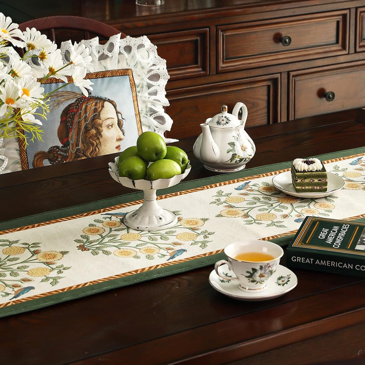 patdrea Velvet French Table Runner Farmhouse for Home Kitchen Dining Decor Parties Family Dinners Wedding 12"*87"