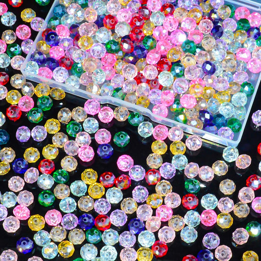 220Pcs Colors Random 10mm Crystal Glass Beads for Jewelry Making Beads for Bracelets Necklace Pendants Making Supplies(Mixed Colors)