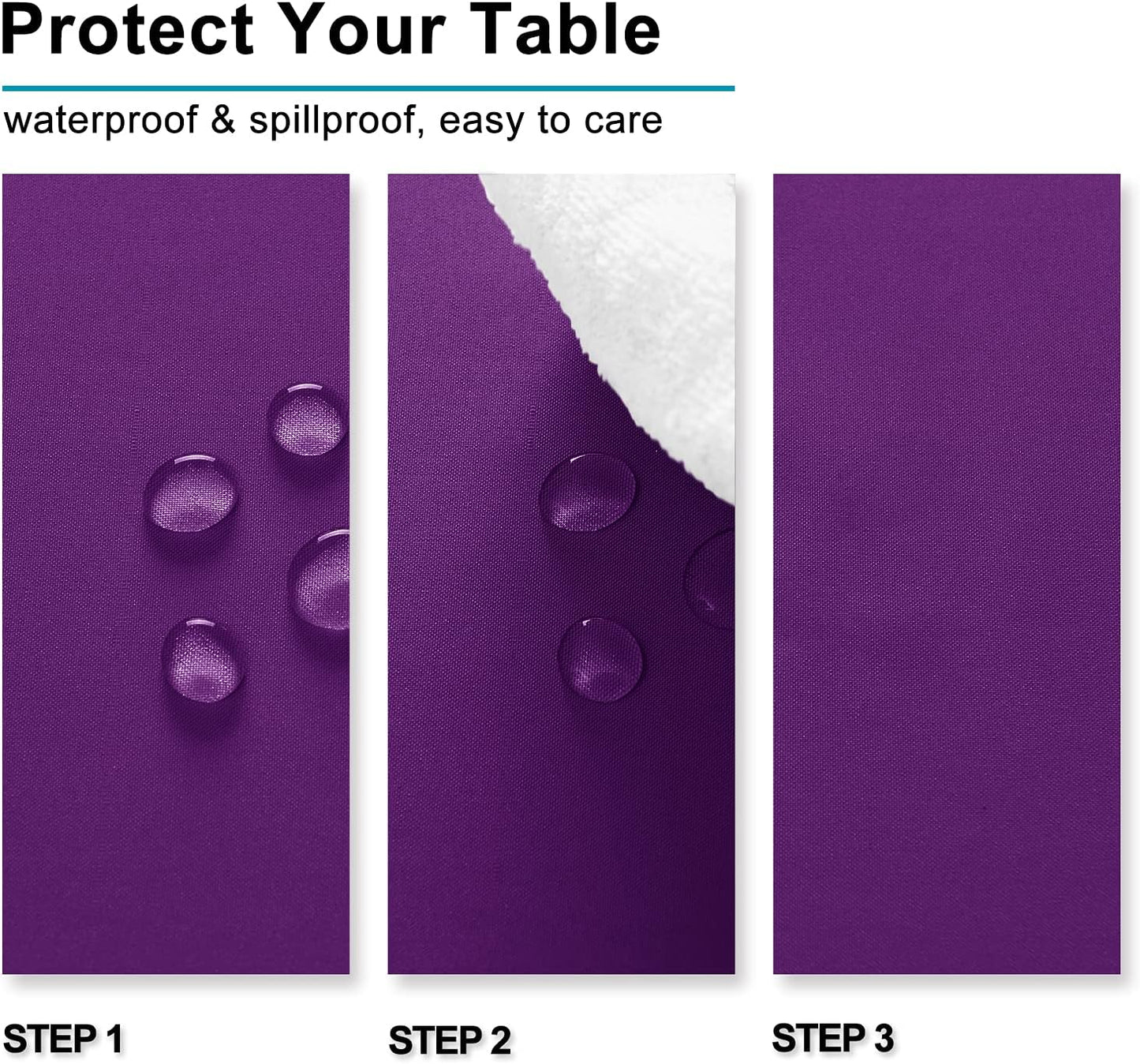 Hiasan Waterproof Tablecloth Rectangle - Washable Fabric Table Cloth for Dining Room Kitchen Birthday Party and Outdoor Use, Royal Purple, 54 x 80 Inch