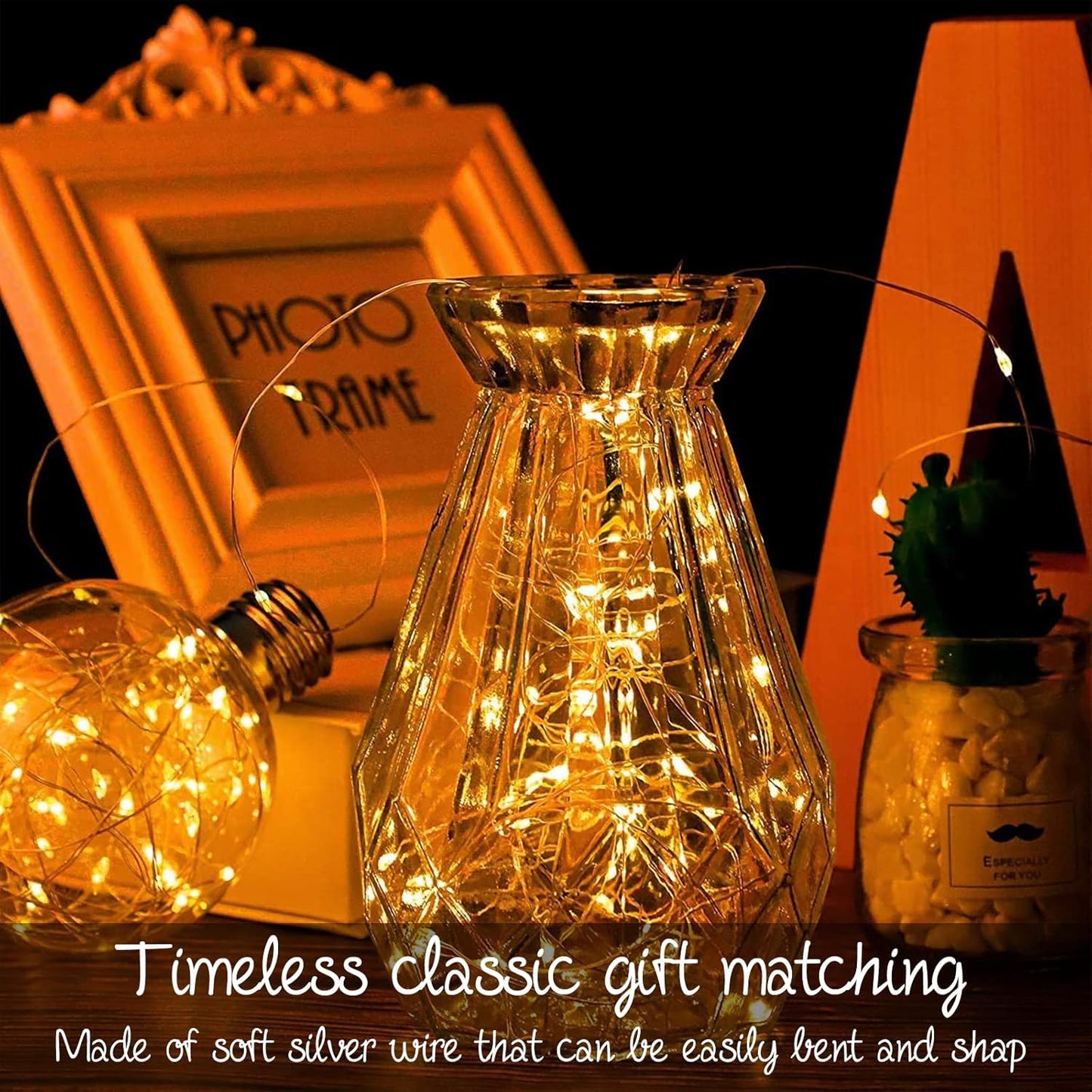 24 Pack LED Fairy Lights Battery Operated 7Ft 20Led Warm White Mini String Lights Waterproof Christmas Lights for Mason Jars Bedroom DIY Party Wedding Christmas Decor