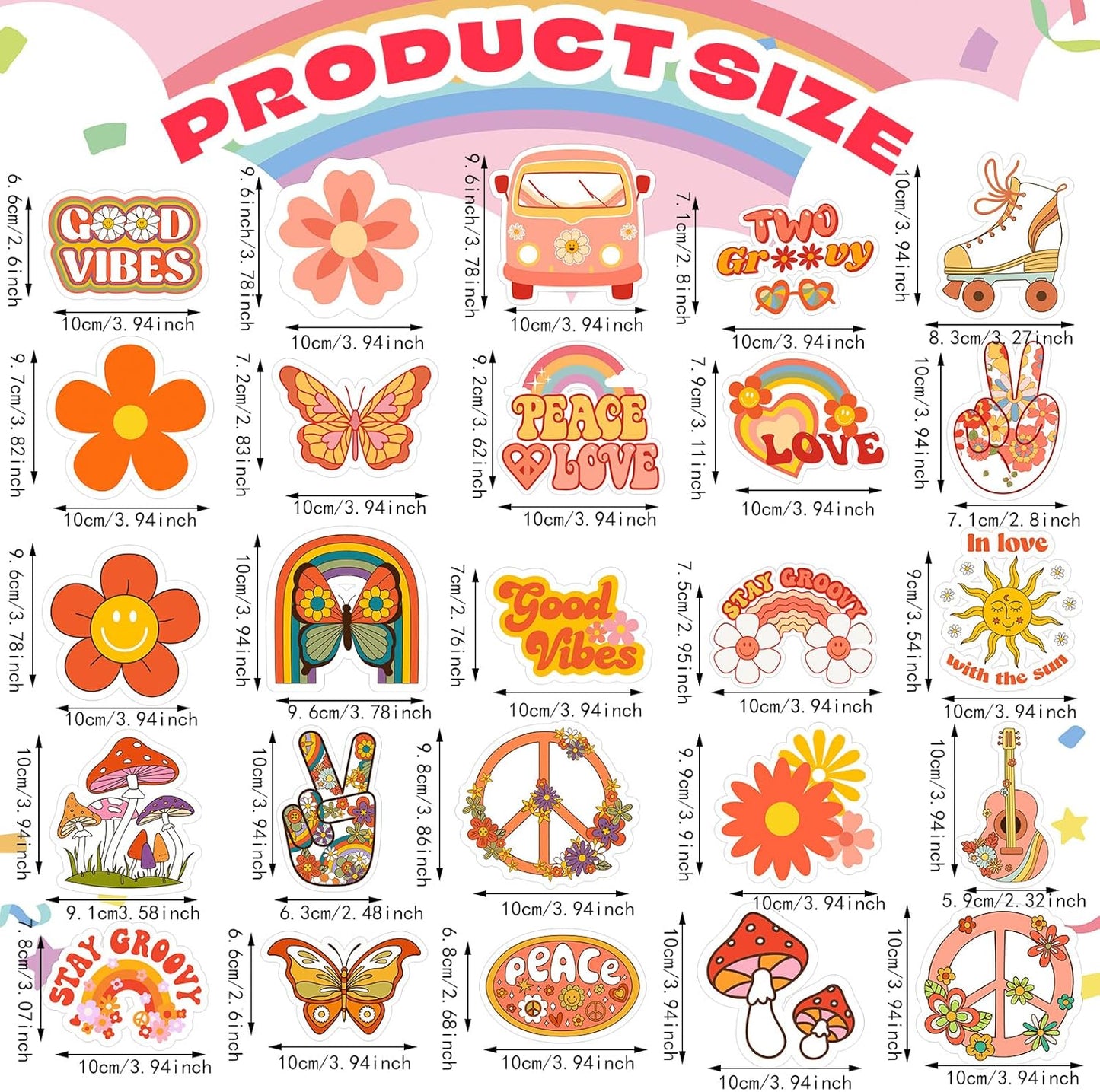 25 Pieces Hippie Car Flower Magnet Groovy Boho Flower Refrigerator Magnets Retro Magnetic Hippie Fridge Magnets for Car Home Metal Door Whiteboard Mailbox Office Cabinets Decor