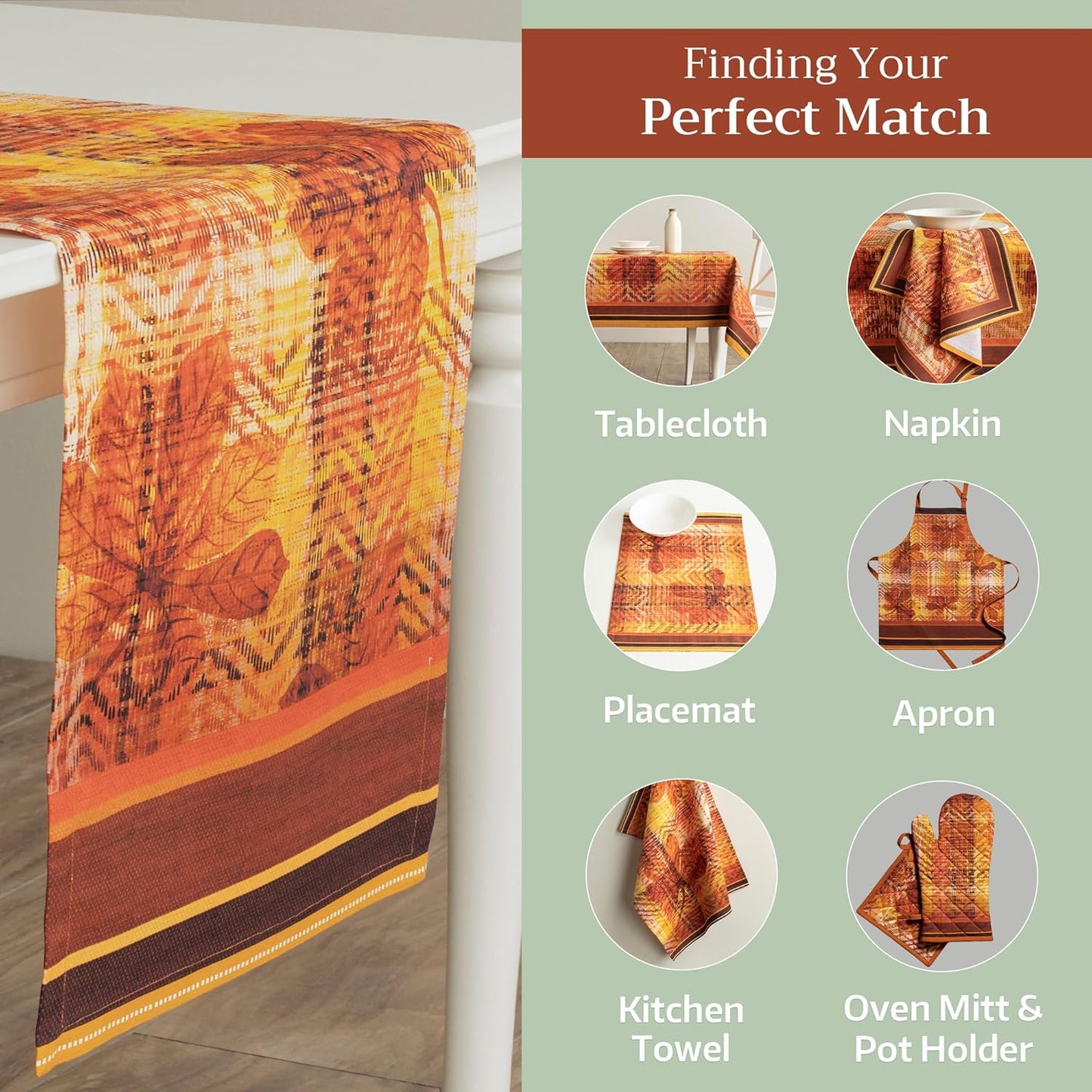 Maison d' Hermine Table Runner 100% Cotton Double Layer Table Runners 108 inches Long for Thanksgiving Christmas Decorations Home Kitchen Dining Party Wedding (Thanksgiving Tartan, 14.5" x 108")