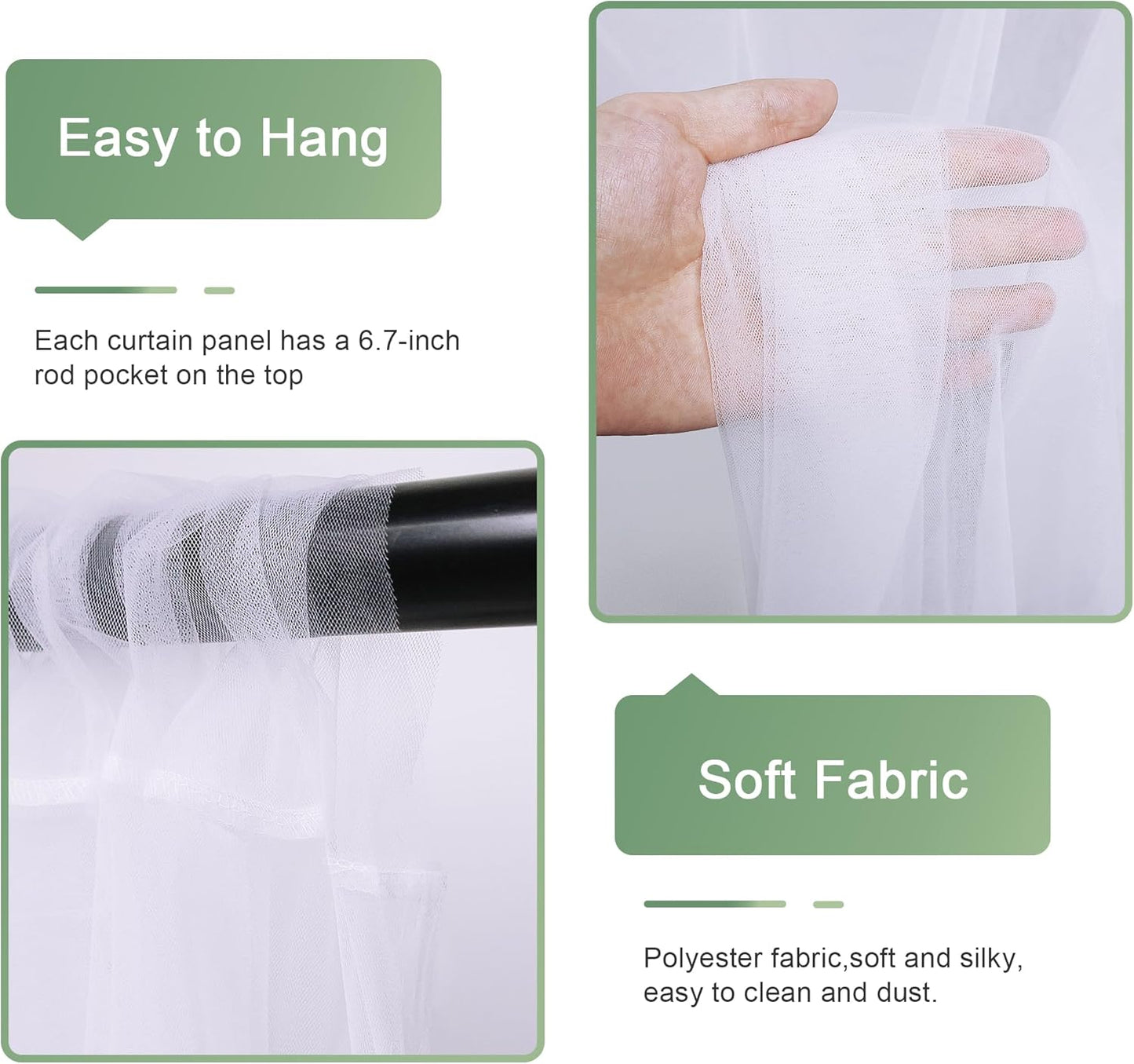 Tulle Backdrop Curtain with Lights String 10FT X 8FT White Sheer Tulle Backdrop Curtains for Wedding Birthday Party Reception Photo Booth Background Decorations (2 Panels 5x8FT)