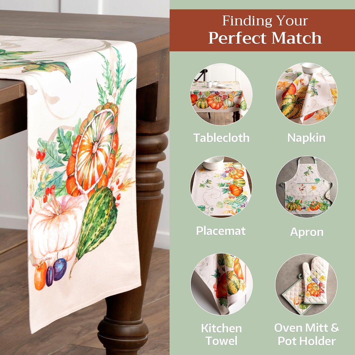 Maison d' Hermine Table Runner 100% Cotton Double Layer Table Runners 108 inches Long for Thanksgiving Christmas Decorations Home Kitchen Dining Party Wedding (Lumina, 14.5" x 108")