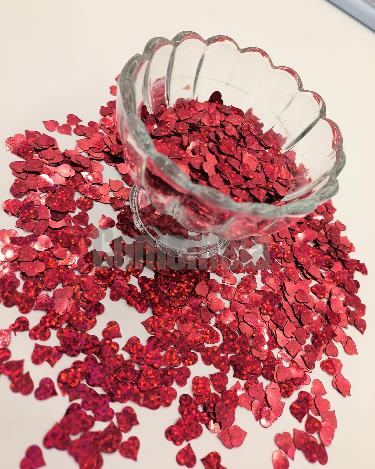 Heart Confetti Bulk - Glitter Hearts Shaped Sprinkles for Weddings, Valentines Day Decorations, Photo Shoots, Envelope Stuffing, Party Supplies & Memory Keepsakes (Red)
