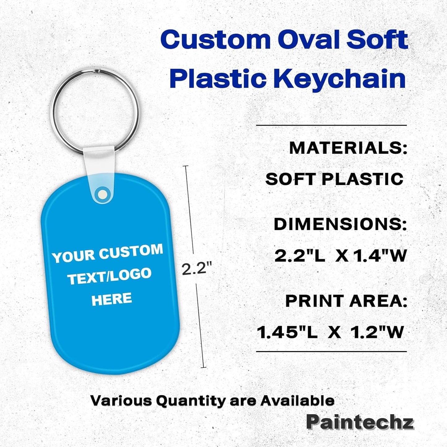 Custom Oval Soft Keychains 500 Pack, Personalized Logo, Text Bulk - Perfect for Tradeshows, Party Favors, Campaign Gifts - Customizable Key Tags