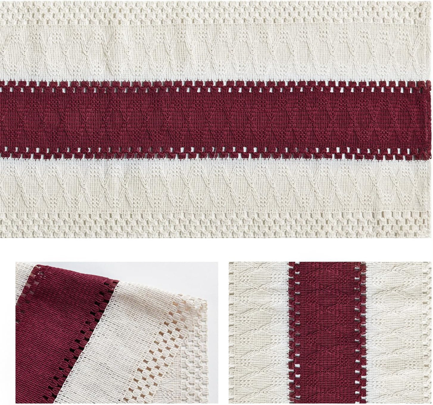 Artoid Mode Red Farmhouse Rustic Table Runner, Seasonal Holiday Hollow Kitchen Dining Table Decoration for Home Party Decor 12x36 Inch