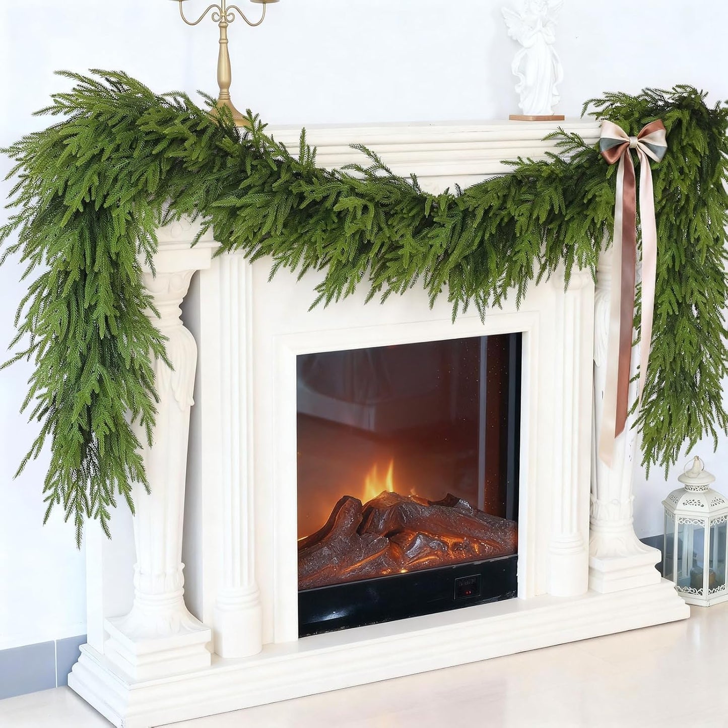 6FT Christmas Artificial Norfolk Pine Garland for Fireplace - Realistic Faux Greenery Fake Garland for Holiday,Table, Window,Mantel,Stairs, Home,Indoor Outdoor Decor (1PCS)