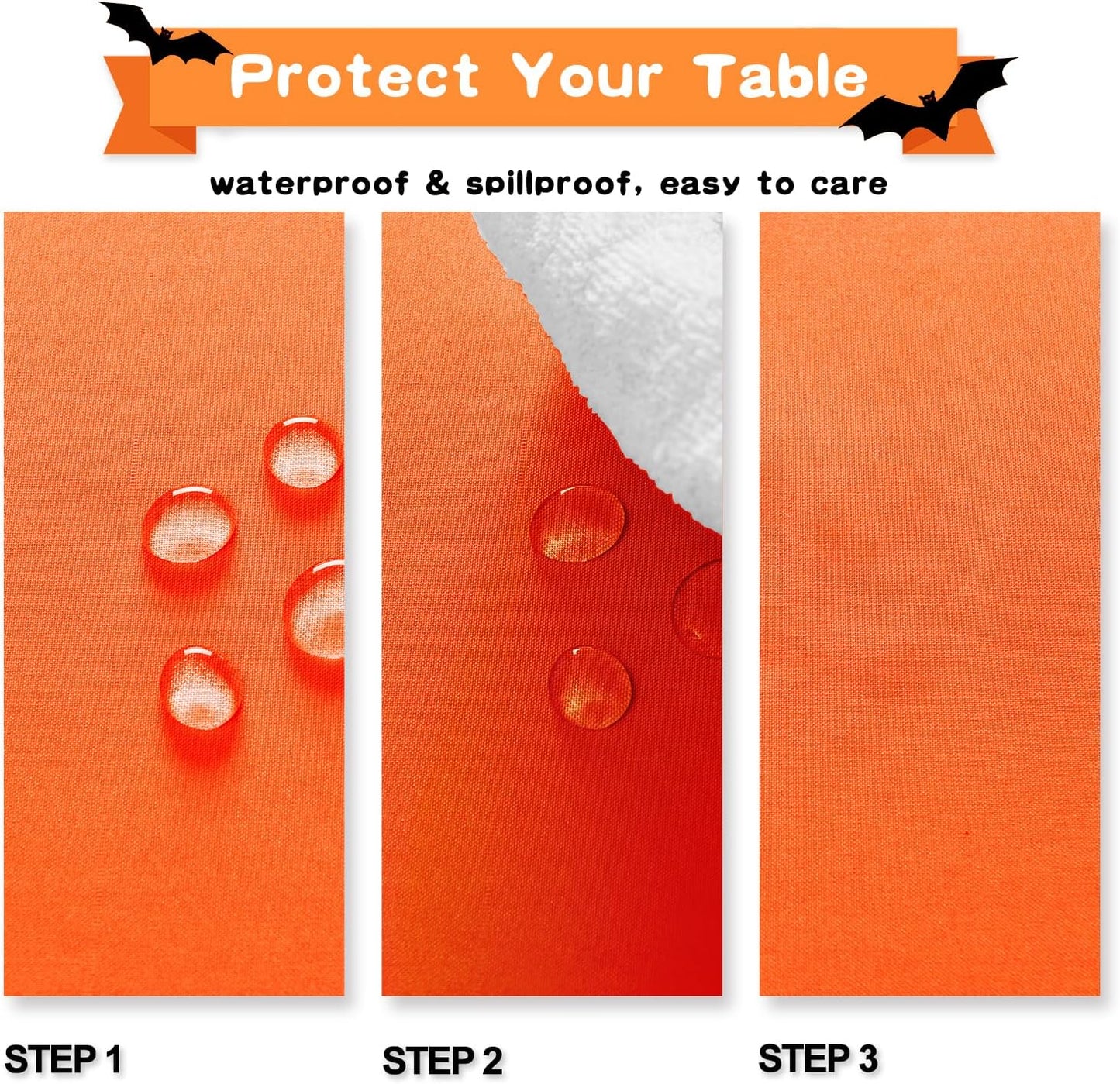 Hiasan Pumpkin Orange Rectangle Tablecloth - Waterproof Washable Polyester Fabric Table Cloth for Buffect Dining Birthday Party Wedding, 54 x 80 Inch