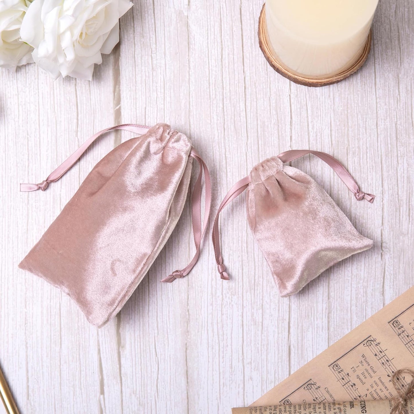 12pcs Rose Pink Velvet Drawstring Bags 3x4 inches Small Velvet Cloth Gift Bags Jewelry Pouches for Storage Wedding Party Favor Christmas