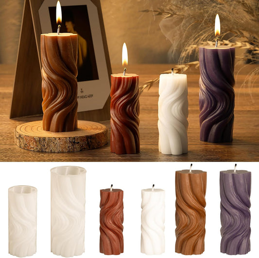 2 Pack Spiral Wave Resin Casting Molds - Silicone for 3D Animal Candle Making