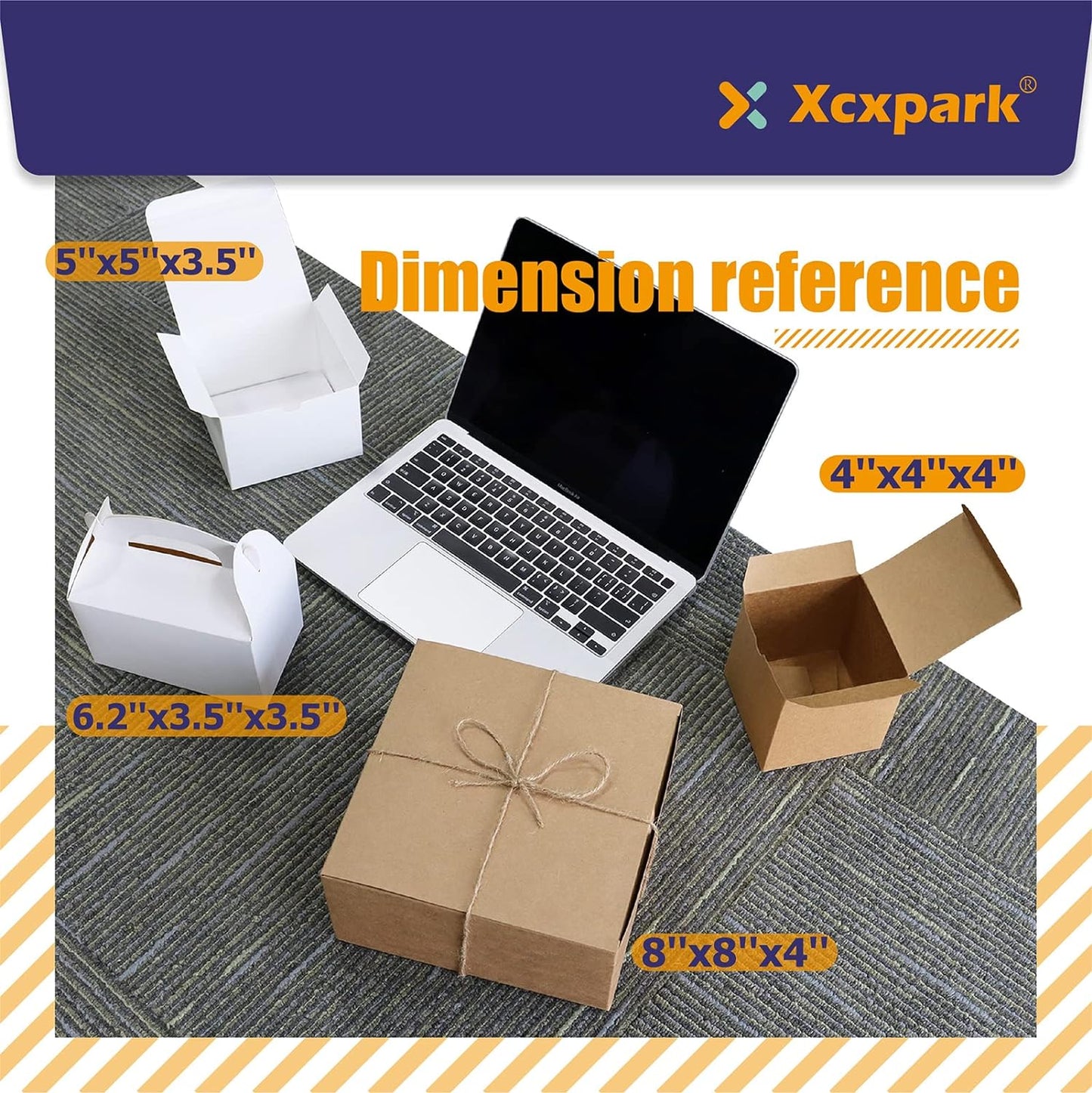 Xxcxpark 16 PCS White Gift Boxes 8x8x4 Inches, Decorative Party Favor Kraft Paper Gift Packaging Box with Lid for DIY Crafting, Cube, Cupcake, Kraft Present Boxes for Birthday, Wedding