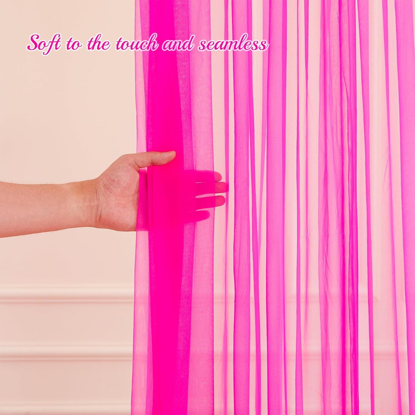 10x10ft Hot Pink Tulle Backdrop Curtain for Parites, Sheer Backdrop Curtains for Wedding Baby Shower Birthday Party Photo Shoot Decorations