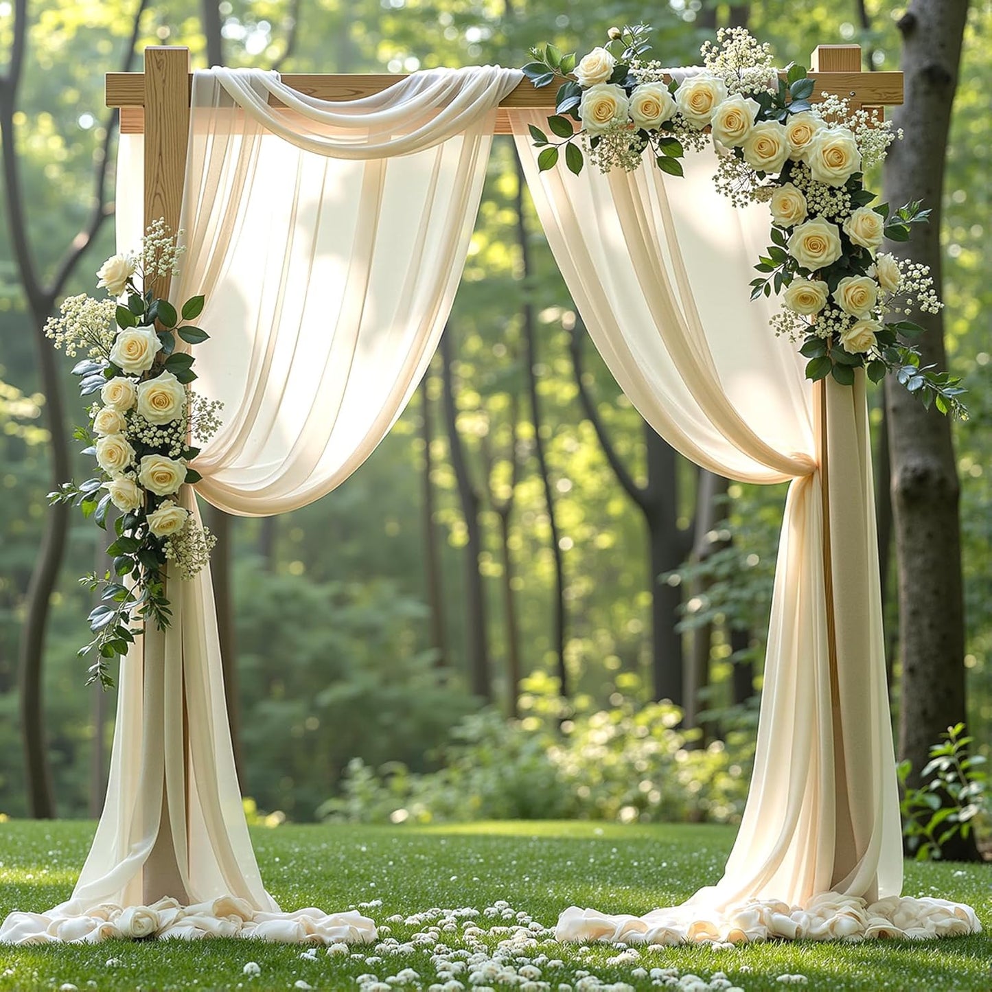 Wedding Arch Draping Fabric 1 Panel 18Ft Nude Sheer Chiffon Curtain Drapes 6 Yards for Wedding Ceremony Birthday Party Decoration