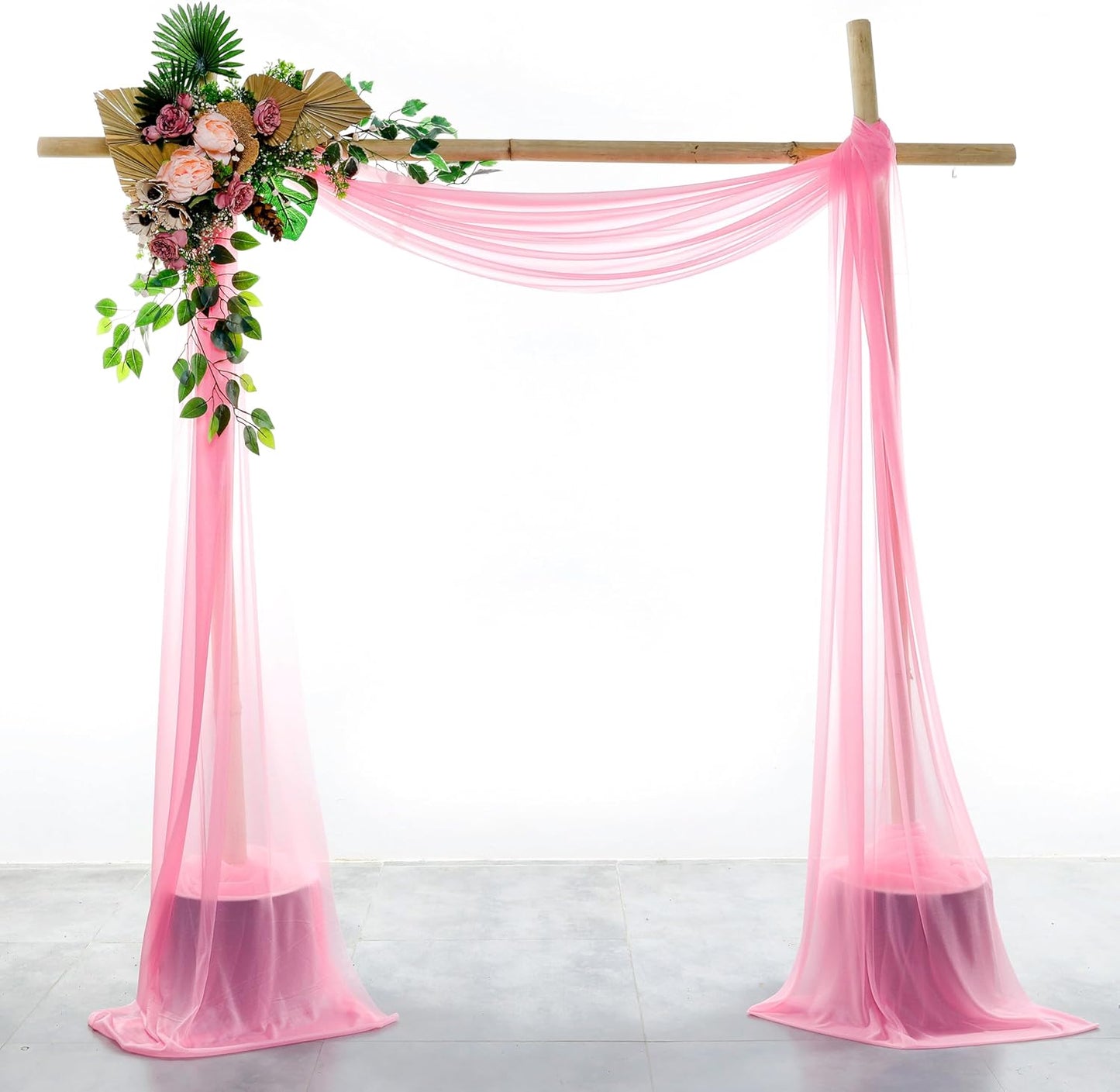 VDS Pack of 1 Panel (30 Inch X 20 Feet) Wedding Arch Draping Fabric Sheer Chiffon Fabric Drapery for Wedding Ceremony Reception Swag Backdrop Canopy Chuppah ARBO Altars Decoration (Coral)