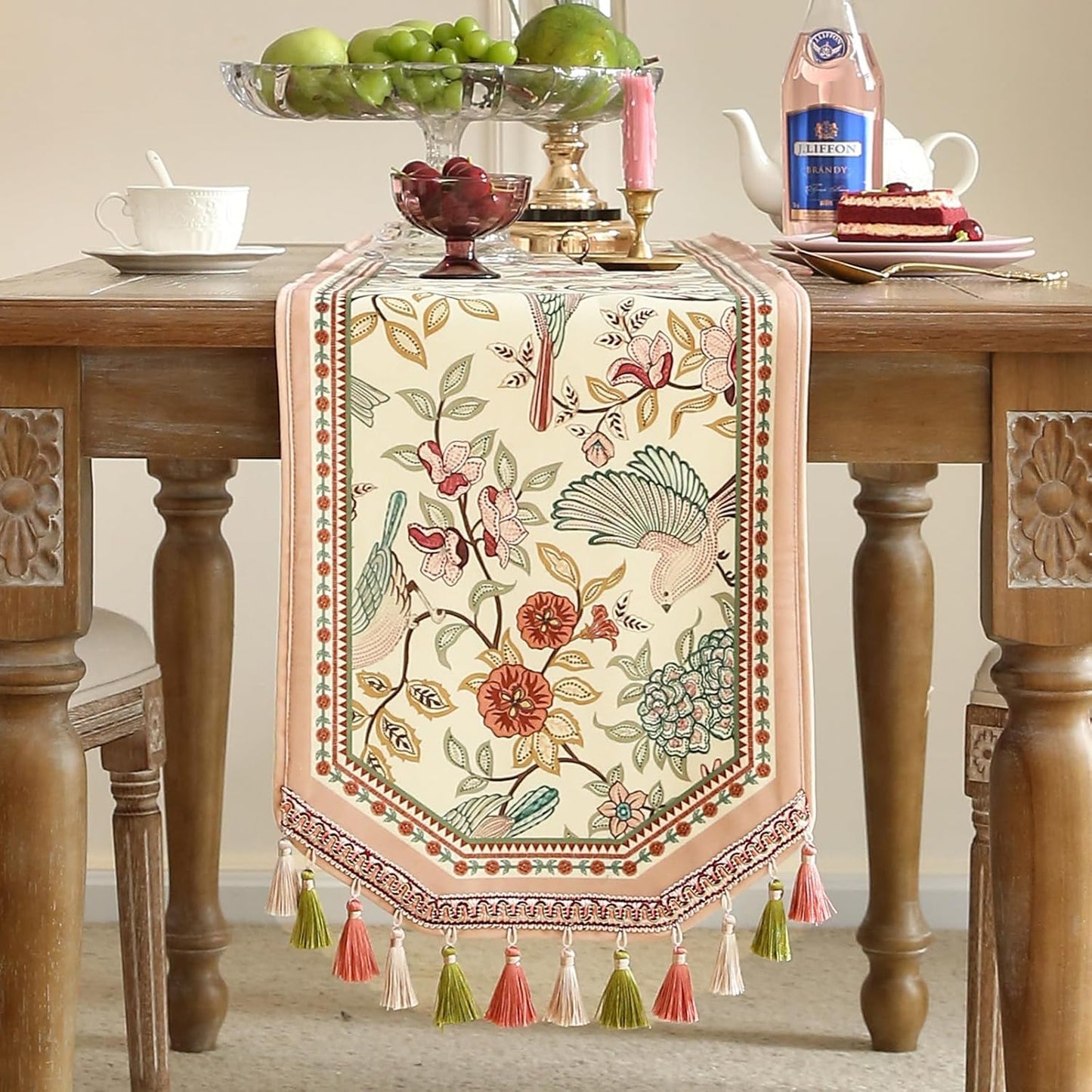 patdrea Velvet French Table Runner Farmhouse for Home Kitchen Dining Decor Parties Family Dinners Wedding 12"*63"