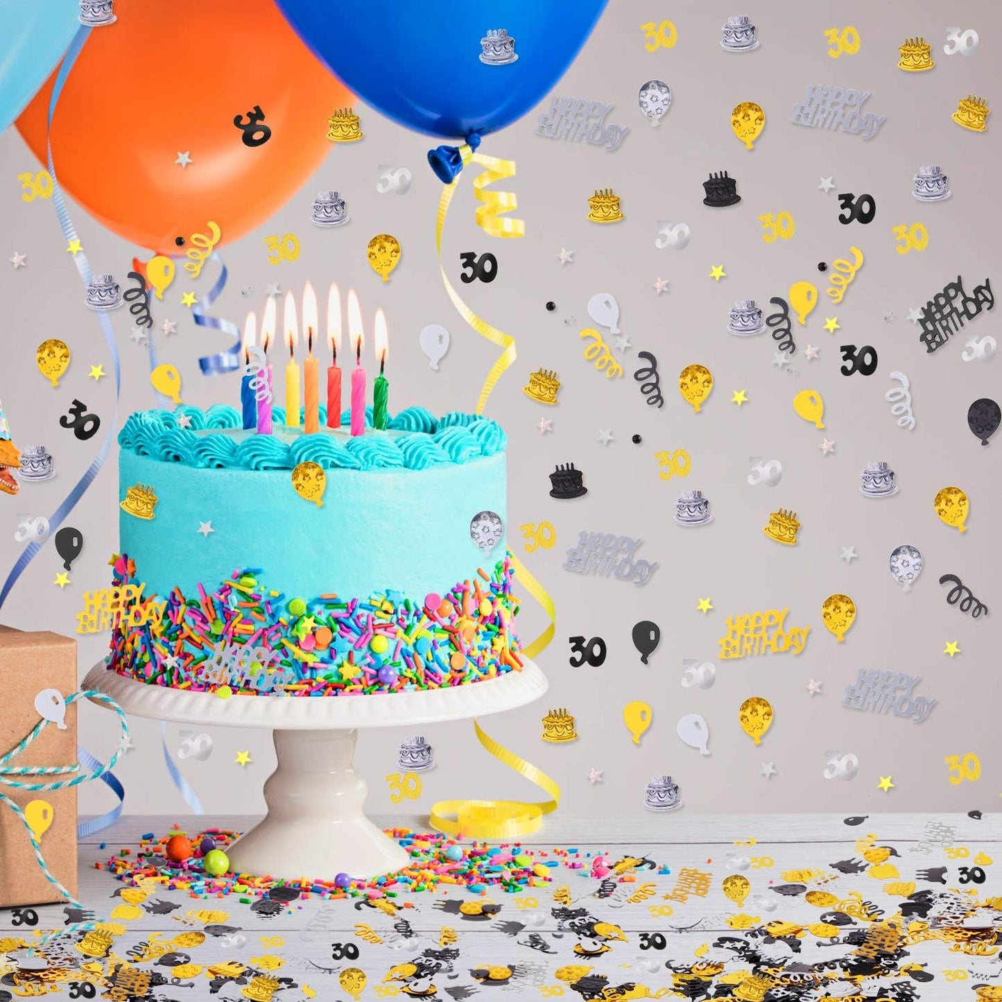3000 Pieces 30th Birthday Confetti Number Foil Balloon 30 Table Confetti Scatters Birthday Cake Metallic Decorations for Anniversary Wedding Party