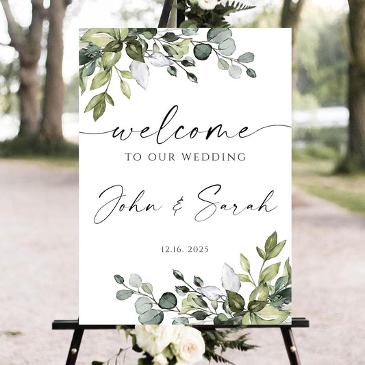 Personalized Wedding Welcome Sign, 18 inches x 12, Plastic, Vintage Style, Waterproof PVC, Perfect for Indoor/Outdoor Use