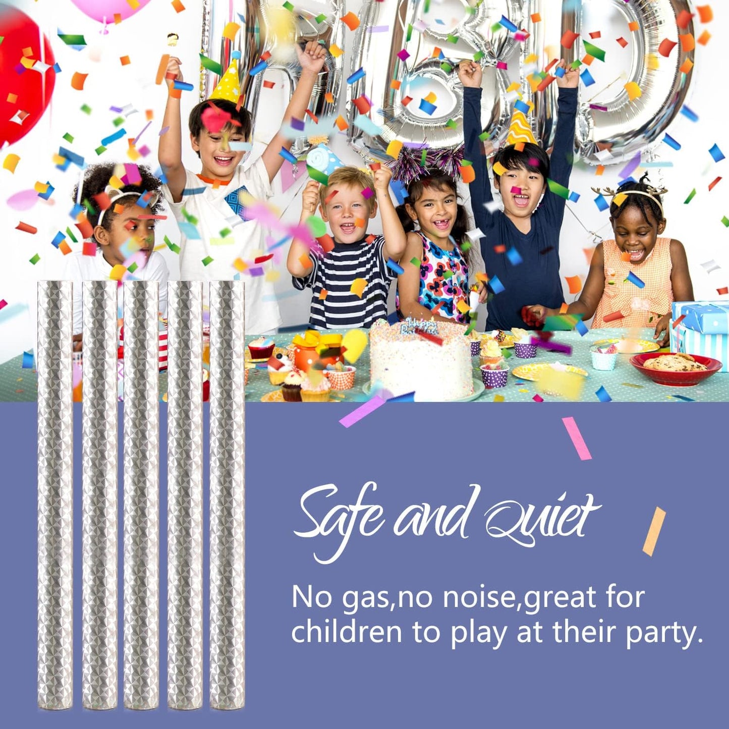 BATTIFE 7Pack Confetti Wands, Colorful Tissue Paper Flick Flutter Sticks, Confetti Shoots Poppers for Wedding, Celebrations, Anniversary, Birthday, Multi-Color, 14inch