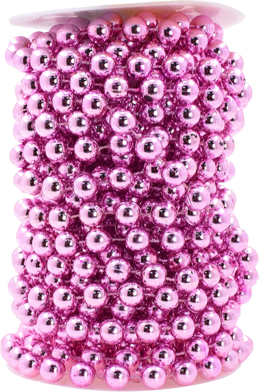 Mandala Crafts 10mm Faux Pink Pearl Beads Roll - 11 Yards Strand of Fake Pearls Chain Garlands Spool String for Christmas Tree, Wedding, Party, Vases, DIY Decoration