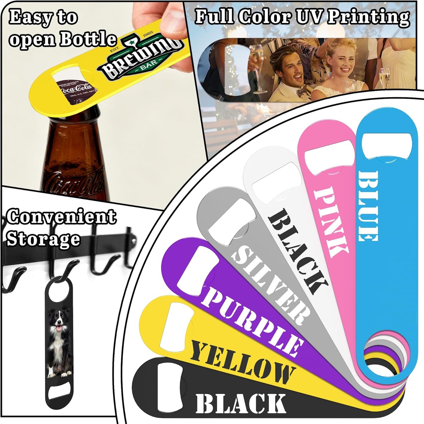 5-100 Custom Bottle Opener, Personalized Bottle Opener Stainless Steel with Customized Photo/Text in Full Color Printing, Colorful Beer Opener for Bar, Restaurant, Party, Wedding Favors (ONE PHOTO)