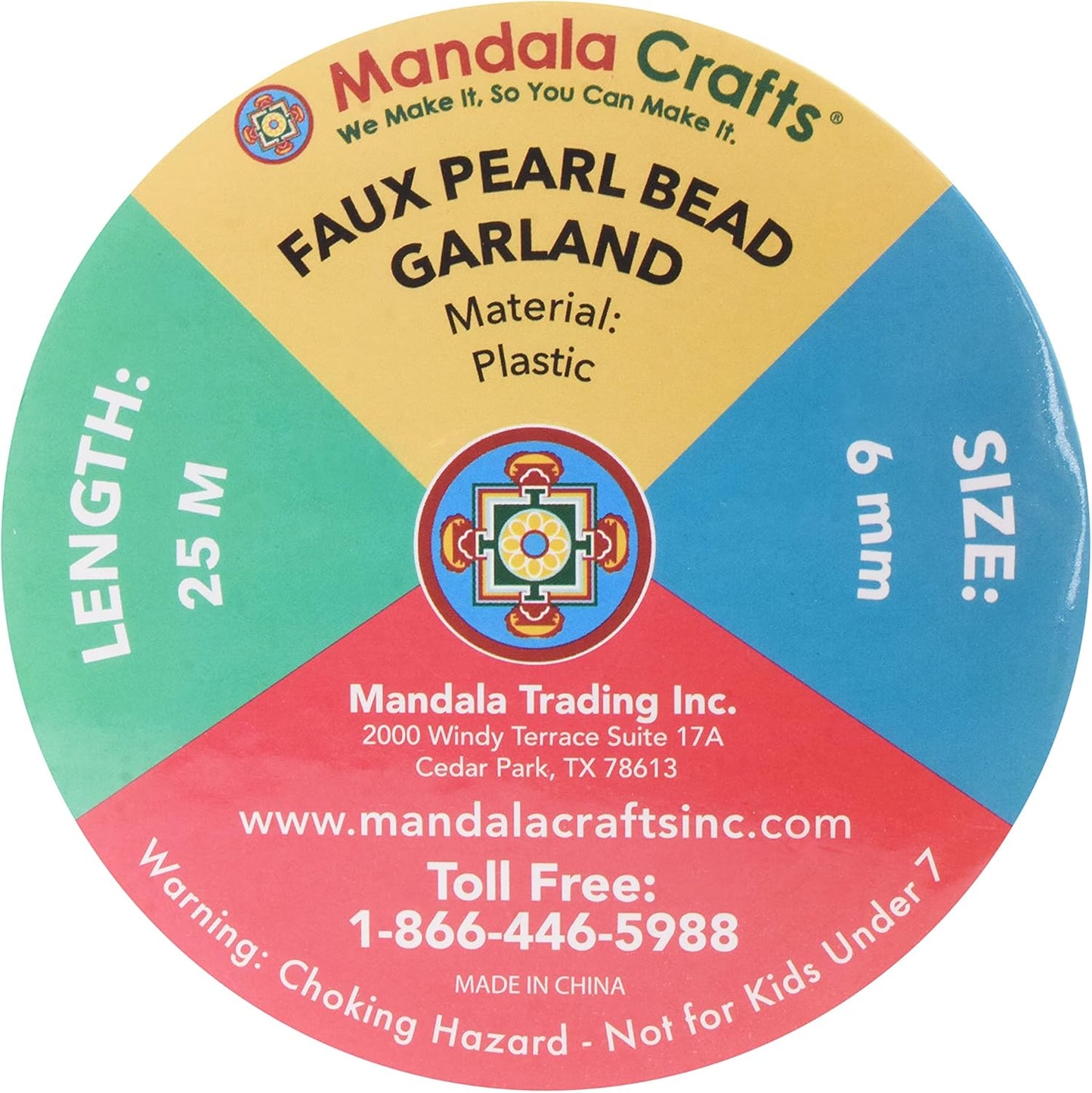 Mandala Crafts 6mm Faux Blue Pearl Beads Roll - 27 Yards Strand of Fake Pearls Chain Garlands Spool String for Christmas Tree, Wedding, Party, Vases, DIY Decoration