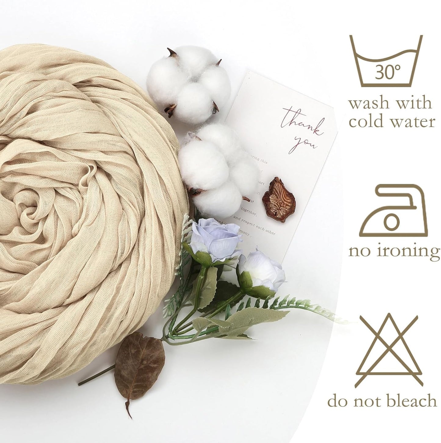 12 Pack Beige Cheesecloth Fall Table Runner 10ft Boho Gauze Fabric Cheese Cloth Table Runner 35 x 120 Inch Rustic Sheer Runner for Thanksgiving Wedding Decor Baby Shower Party Centerpiece Decoration