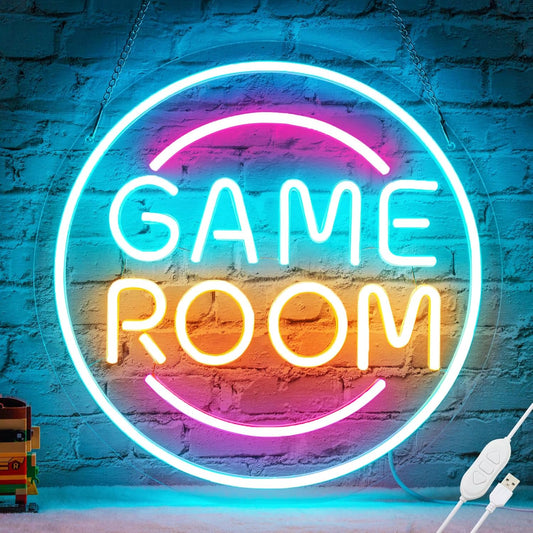Gamer Neon Sign for Gamer Room Decor, Dimmable Gamer Room Neon Signs for Wall Decor, USB Powered Bright LED Neon Gaming Signs for Boys Room, Gamer Gifts for Teenage Boys, Kids(13.3”x13.3”)
