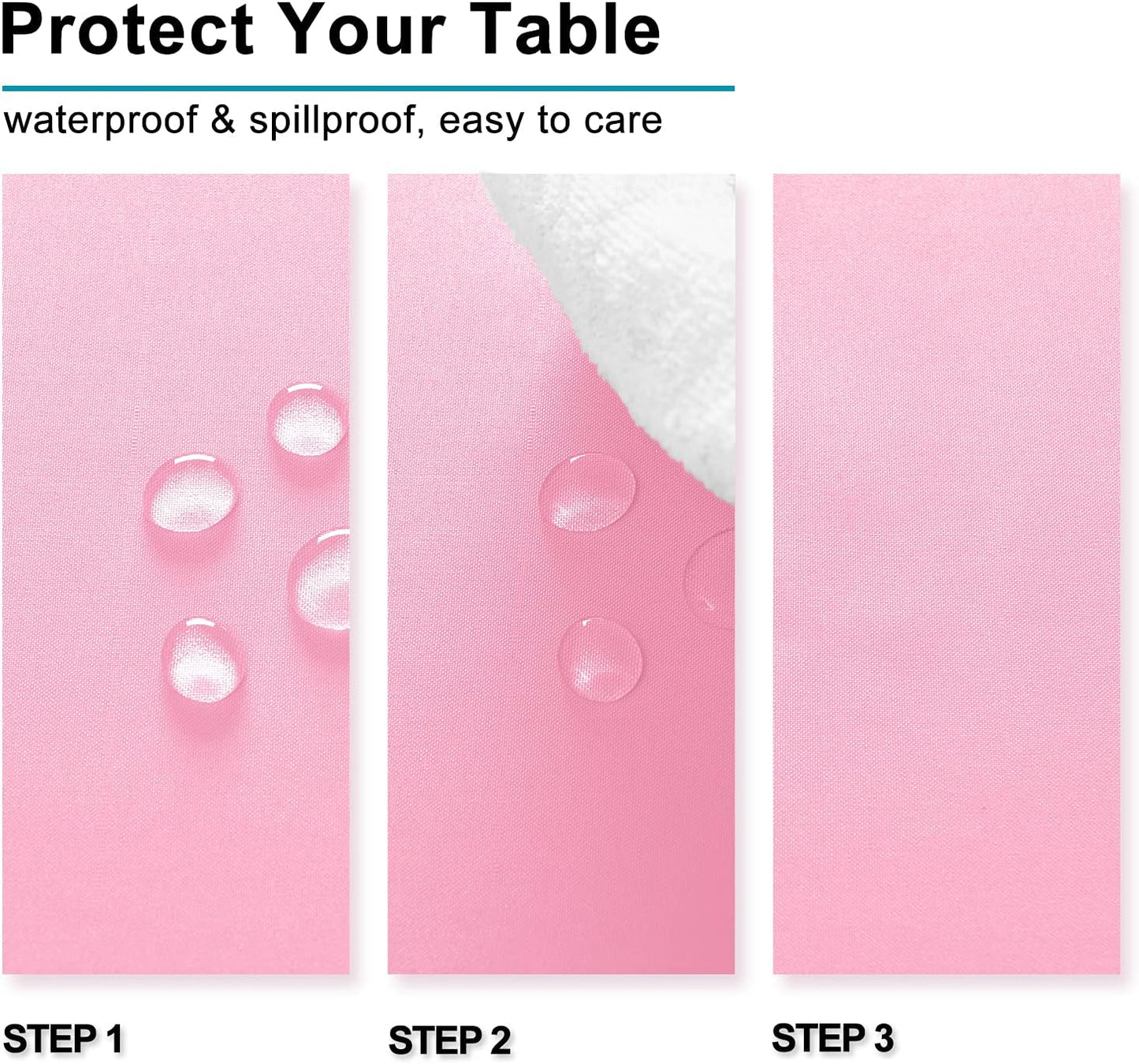 Hiasan Pink Tablecloth Rectangle - Waterproof & Spillproof and Washable Oblong Table Cloth for Dining/Party, 70 x 108 Inch