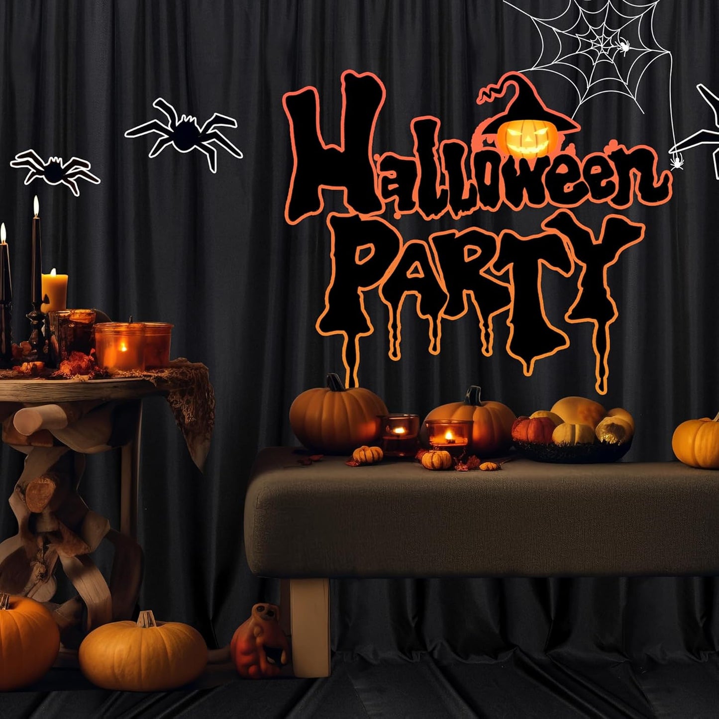 MEETSKY Black Backdrop Curtains for Parties - 10ft x 8ft Party Photo Background Curtain Rod Pocket Fabric Drapes Panels for Boys Birthday Holiday Home Halloween Decoration, 5ft x 8ft, 2 Panels