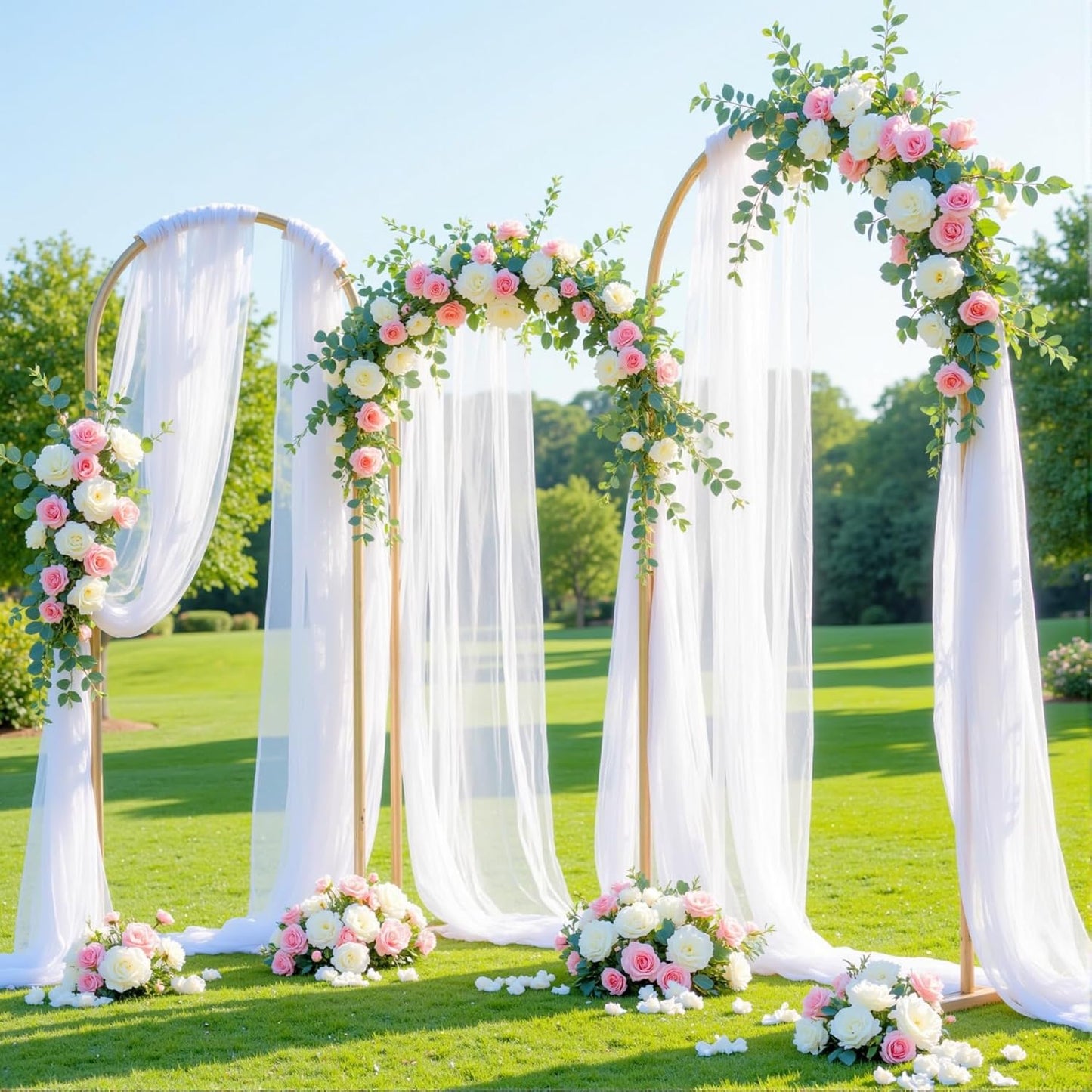 Wedding Arch Draping Fabric Backdrop 1 Panel 60" x 26Ft White Arch Drapes Curtains for Wedding Reception Sheer Tulle Backdrop Curtain for Ceremony Birthday Party Arbor Ceiling Decorations