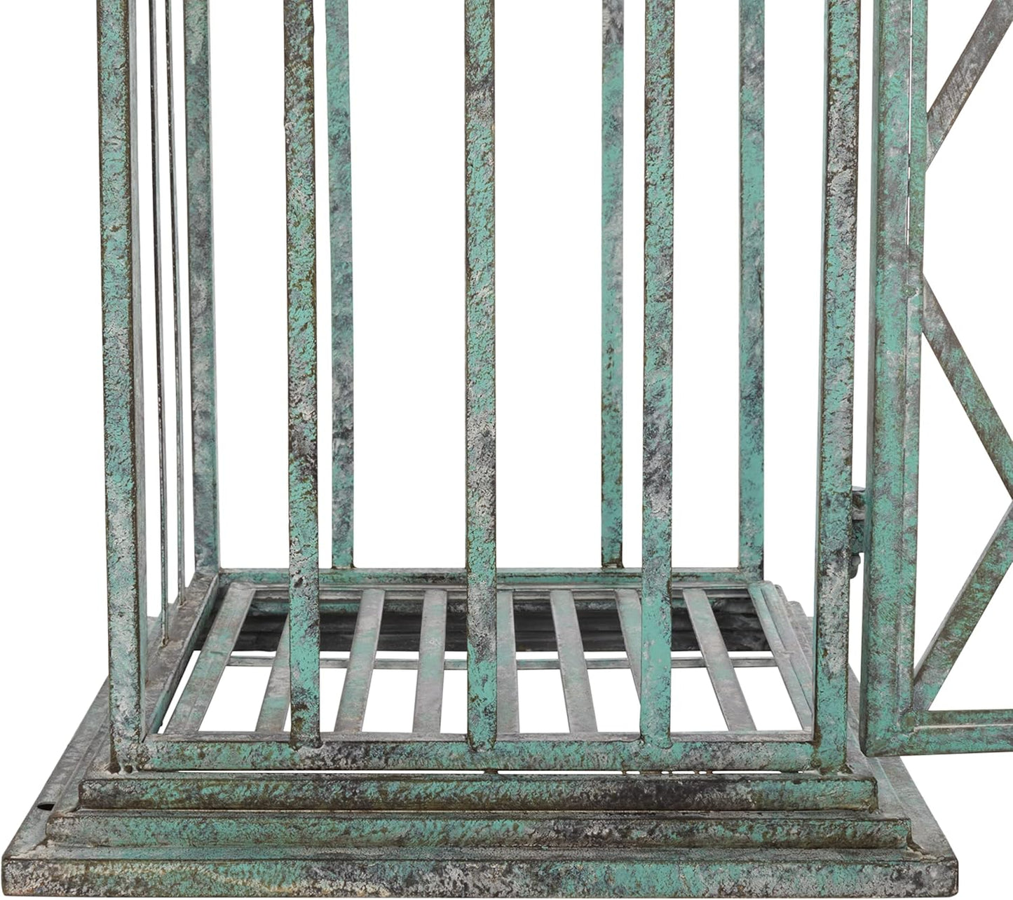 SAFAVIEH Outdoor Collection Beatrix Victorian Antique Dark Green Wrought Iron Trellis Garden Arch Arbor