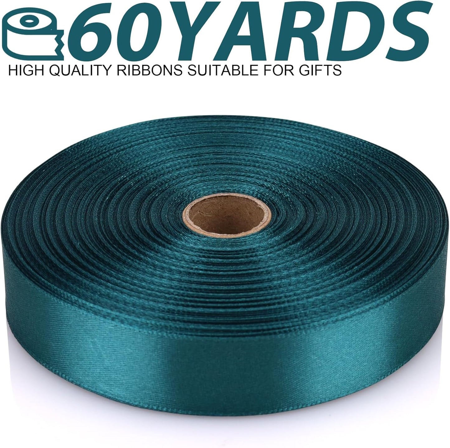 Greenish Blue Ribbon 7/8 Inch 60 Yards Satin Craft Ribbon-Single Face Polyester Ribbon for Handmade Roses,Gift Wrapping,Timeless Flower,Bouquets,Wedding and Party Decoration