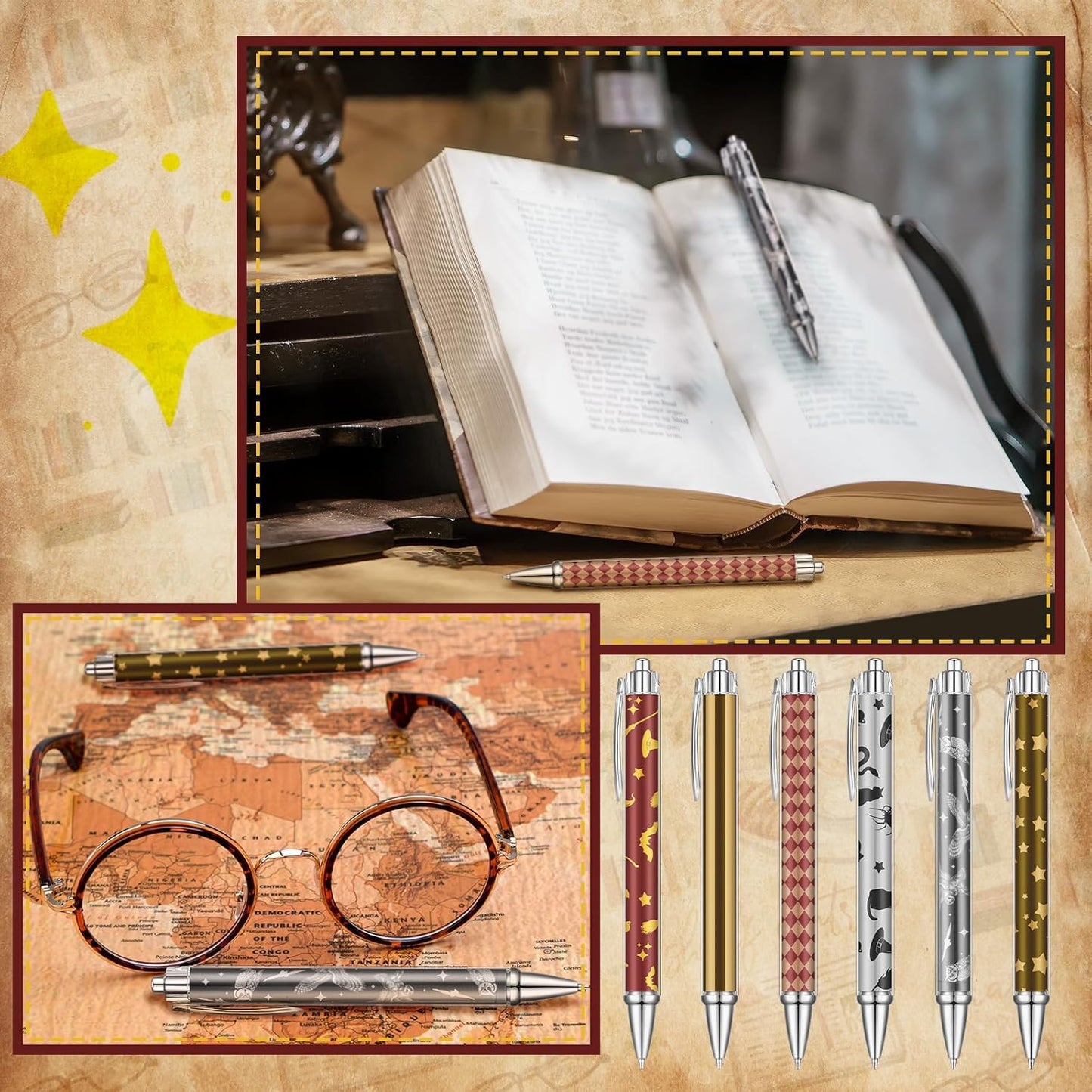 24 Pcs Halloween Party Gift Pens Witch Wizard Favors Castle Ballpoint Pens Wizard Party Supplies Halloween Witch Birthday Decorations for Home Office Game Prizes Gift Bag Fillers