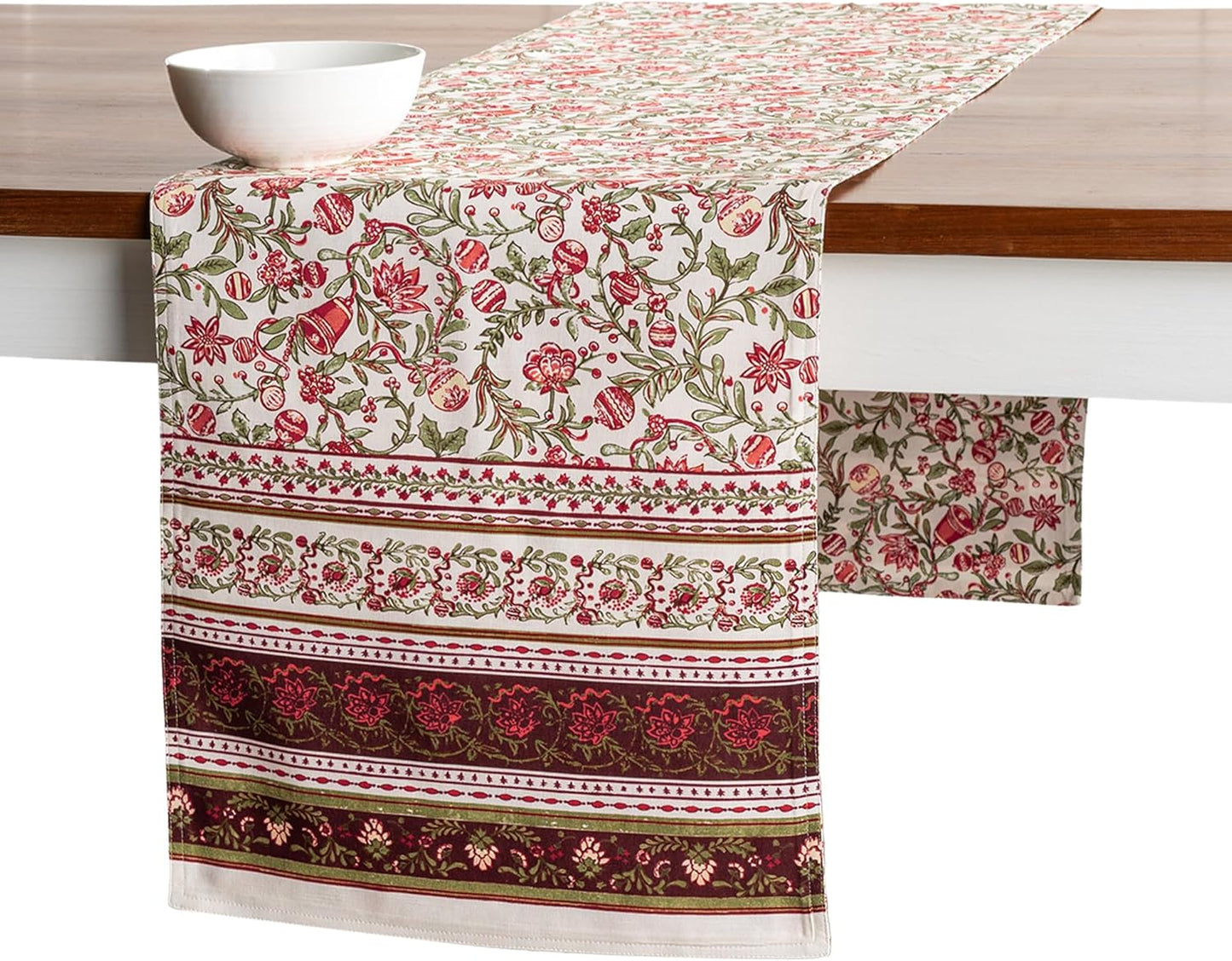 Maison d' Hermine Table Runner 100% Cotton Double Layer Table Runners 108 inches Long for Thanksgiving Christmas Decorations Home Kitchen Dining Party Wedding (Reveillon Au Jardin, 14.5" x 108")