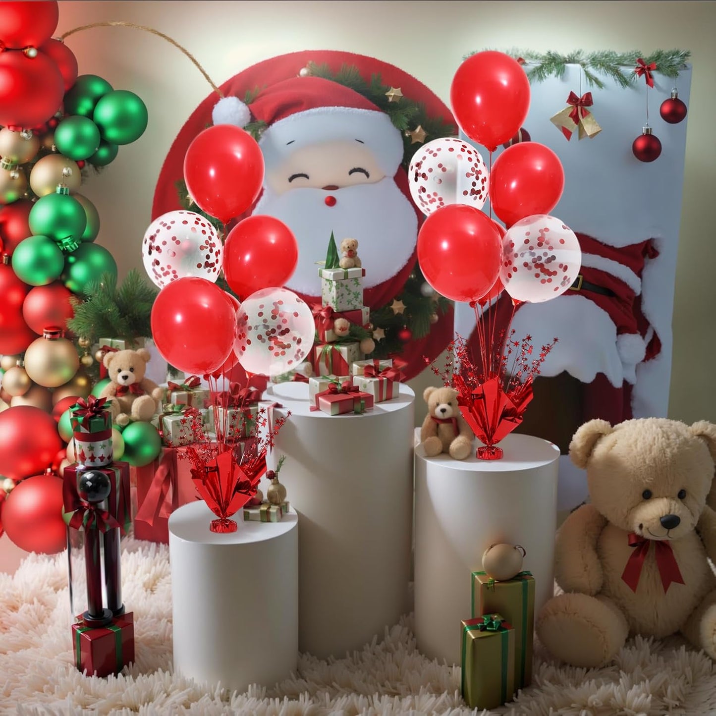 4 Set Red Balloon Stand Centerpieces - Perfect for Birthday, Wedding, Engagement & Christmas - Table Top Decorations