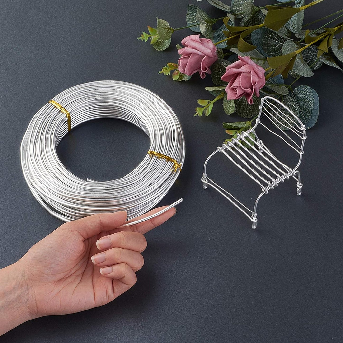 FASHEWELRY 82 ft Aluminum Craft Wire 9 Gauge Silver Metal Bendable Sculpting Floral Wire for Jewelry Craft Doll Skeleton Bonsai