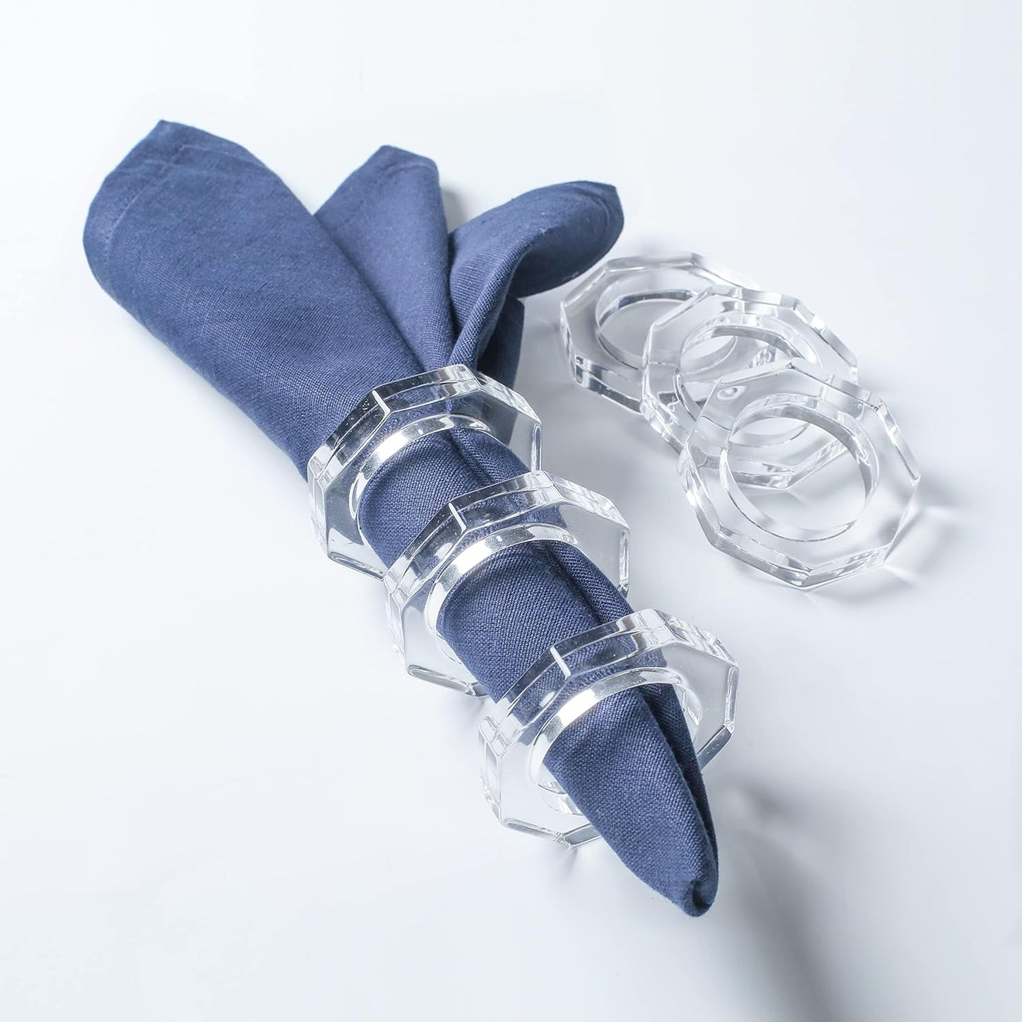 Acrylic Napkin Rings Set of 12 - Crystal Decorative Serviette Holders Ideal Décor for Weddings, Family Gatherings, Formal Dinners, Banquets & Everyday Dining (Transparent) - ALPHA Living HOME