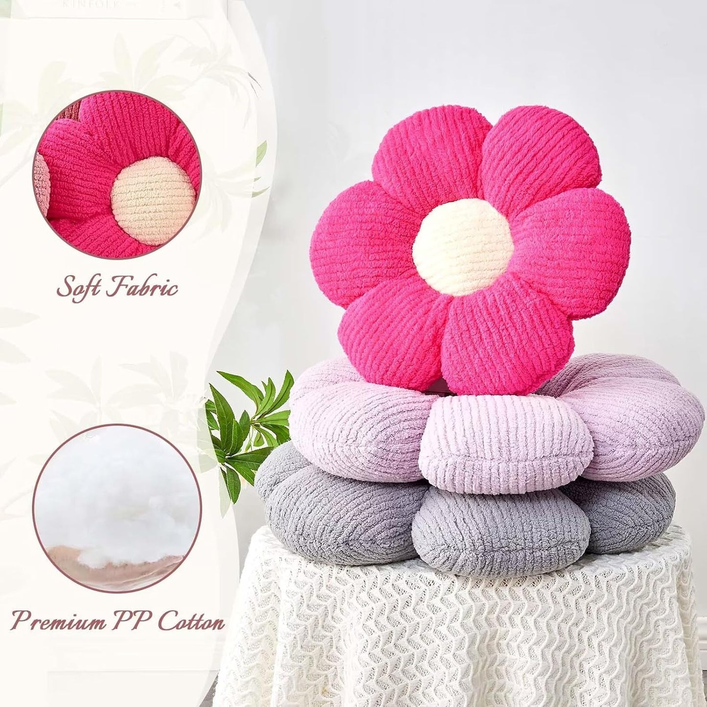 Flower Throw Pillow, Soft Hot Pink 19.6" Shaped Floor Pillow for Home Decor, Cute Aesthetic Plush Decorative Pillows for Bed, Sofa, Couch